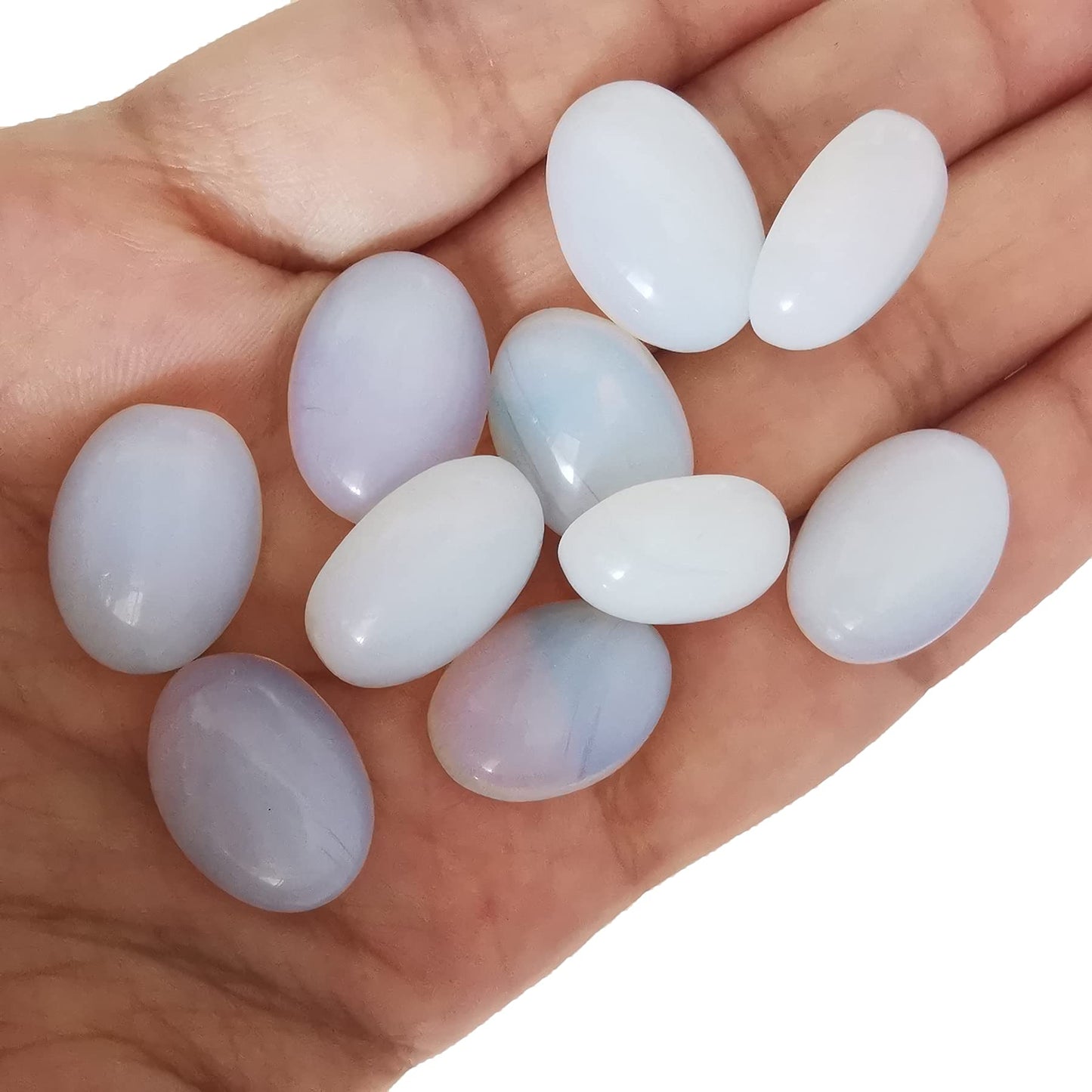 Loveliome 18x13mm Oval Cabochons Flatback Crystal Stone Gemstones Beads for Jewelry Making DIY Pack of 10, Opalite