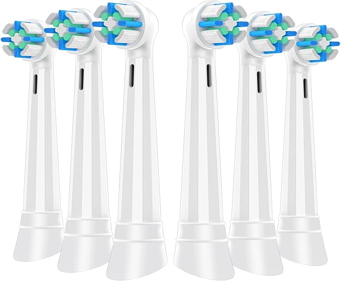 6 Pack Replacement Heads with Medium Soft Bristles Compatible with Oral b IO 2/3/4/5/6/7/8/9/10 Series Electric Toothbrush, IO Brush Heads Compatible with Oral b (White)