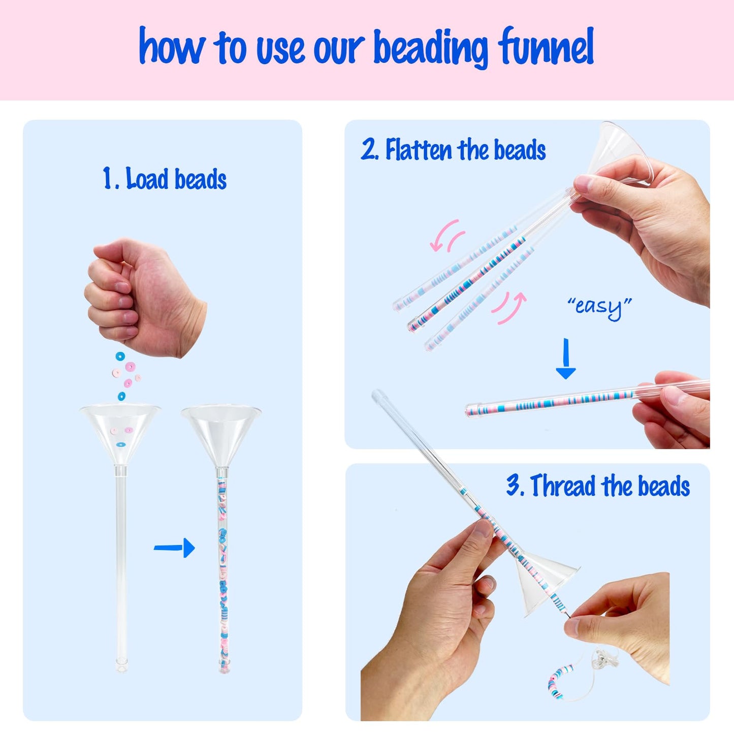 Xmada Beading Funnel - Bead Making Kit with 2 PCS Tools, Needles for Jewelry Making, Bracelets, Necklaces