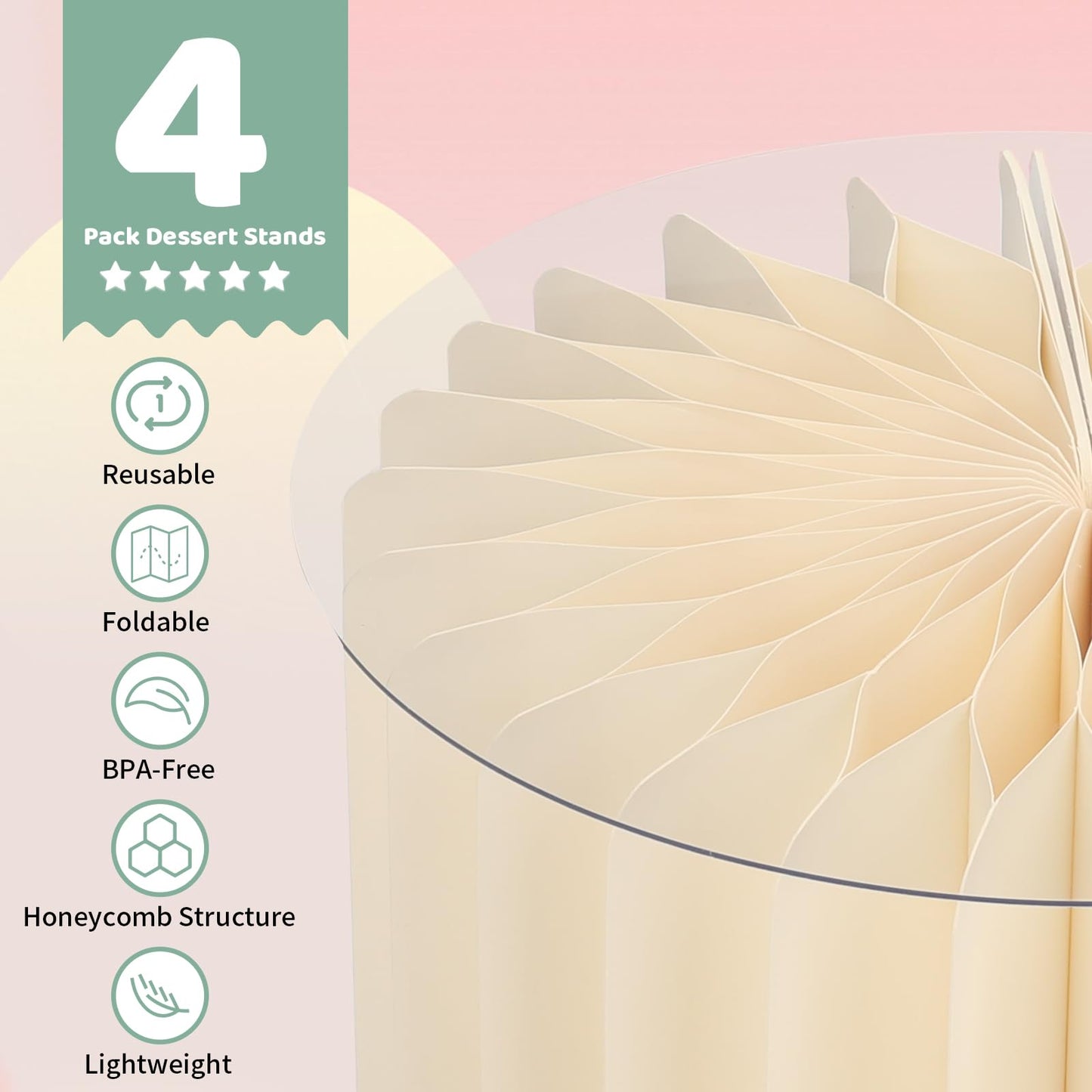 Buffet Risers Food Risers for Buffet Table Acrylic Risers Display Stands Tall Cake Stands Cylinder Stands for Party Pedestal Cake Stand Dessert Table Display Set Cupcake Stands Cupcake Display (4 Pcs White)