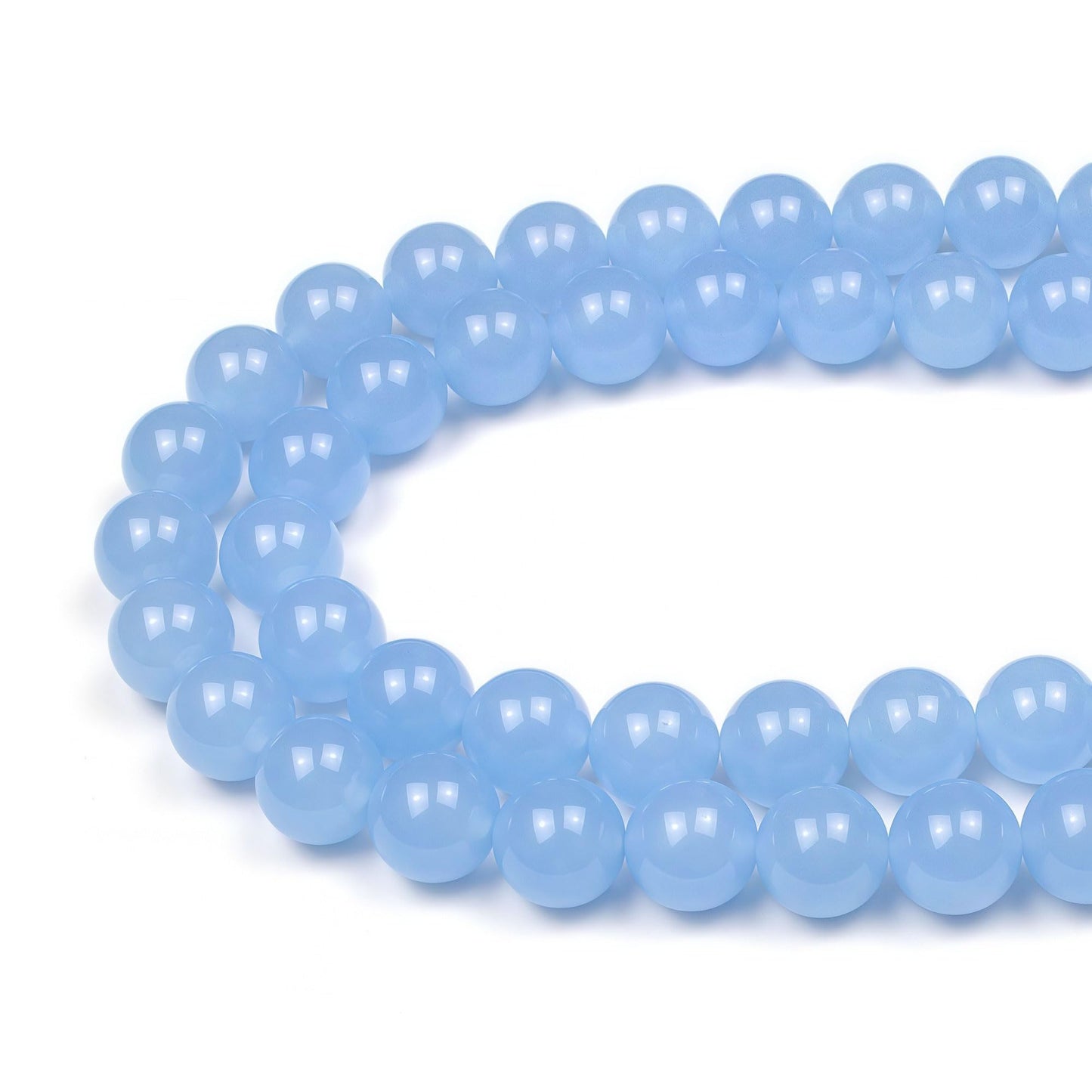 MJDCB Natural Aquamarine Chalcedony Round Loose Beads for Jewelry Making DIY Bracelet Necklace (6mm)