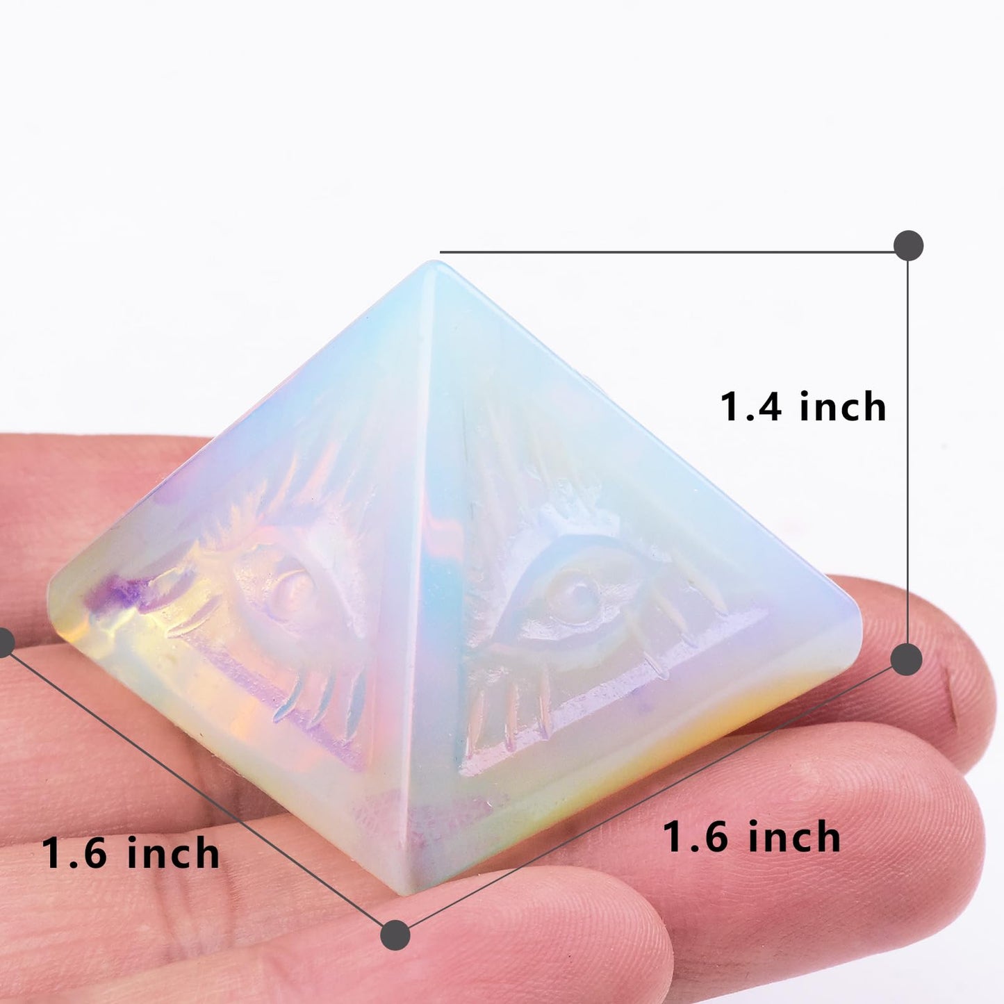 QLRSUXN Opal Healing Crystal Pyramid,Natural Stone White Pyramid for Meditation, Reiki Energy, Chakra Balancing,Energy Enhancement Great Gift for Home Decor, Office Desk, and Spiritual Practices
