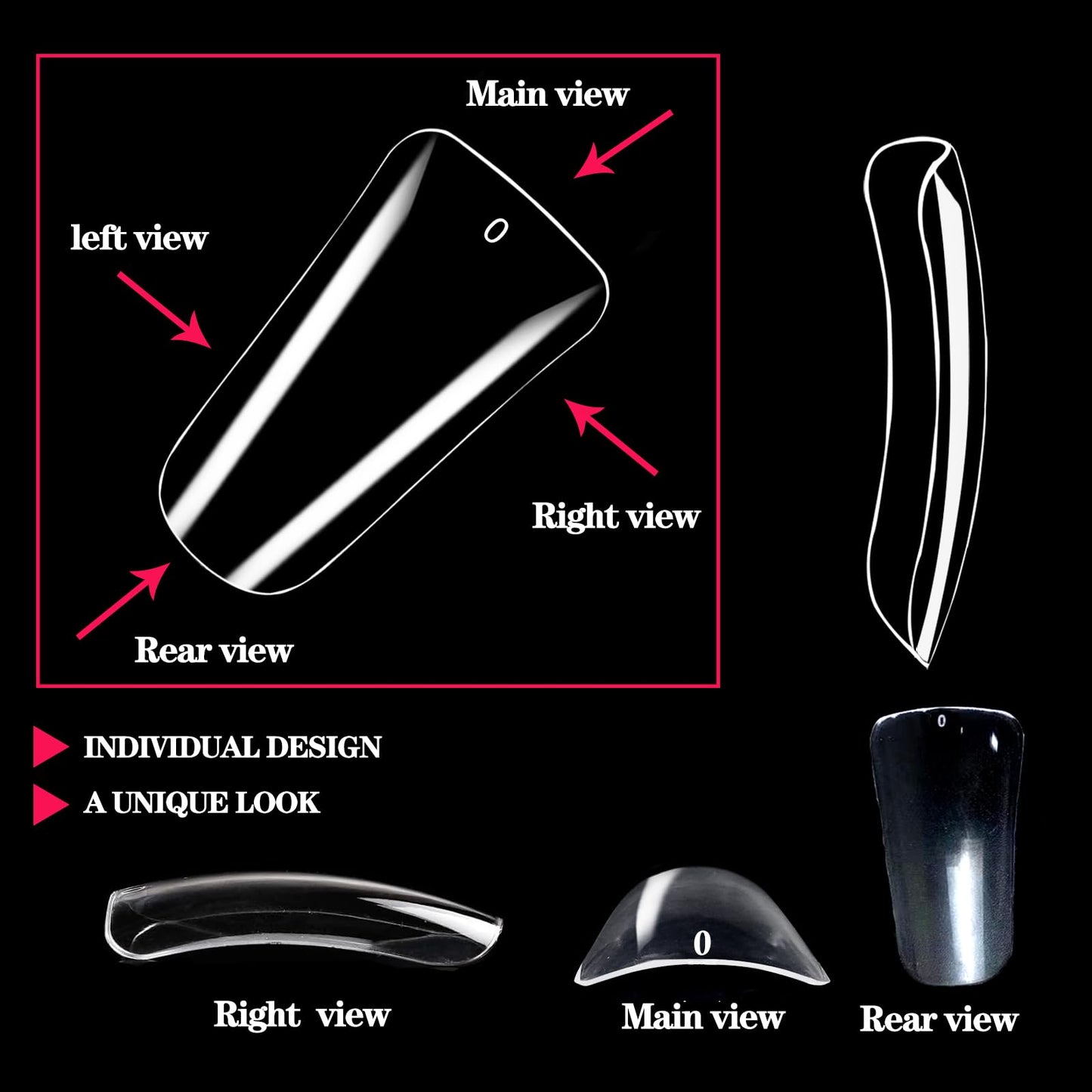 504PCS Duck Nail Tips Full Cover Duck Fan Flare Nail Tips 12 Sizes Duck Feet Styel French Fake Nail Extension Tips with Box