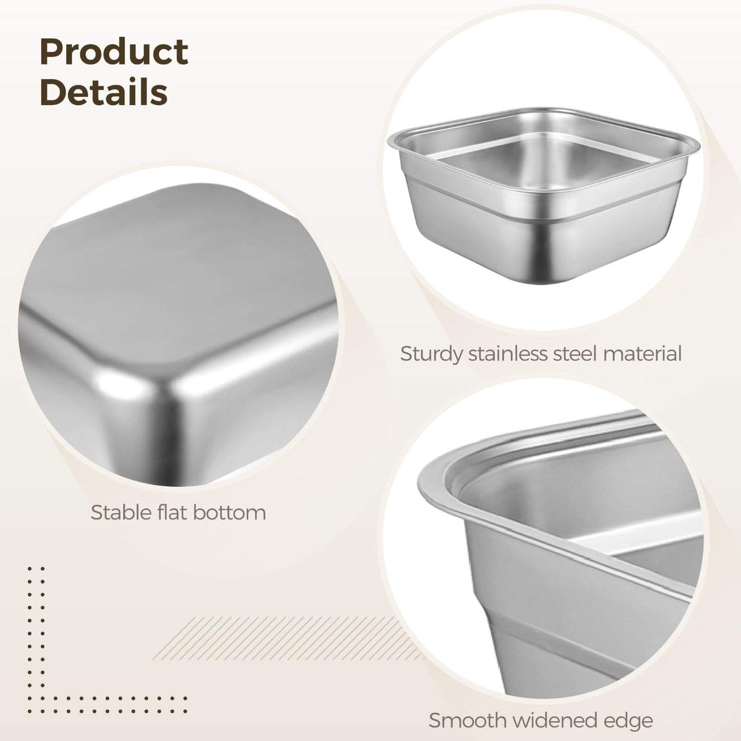yeesport Stainless Steel Washing Up Bowl, Multi-Purpose Dish Tub for Sink, Large Square Container for Kitchen, Vegetable Washing Basin, Durable Dishpan for Home