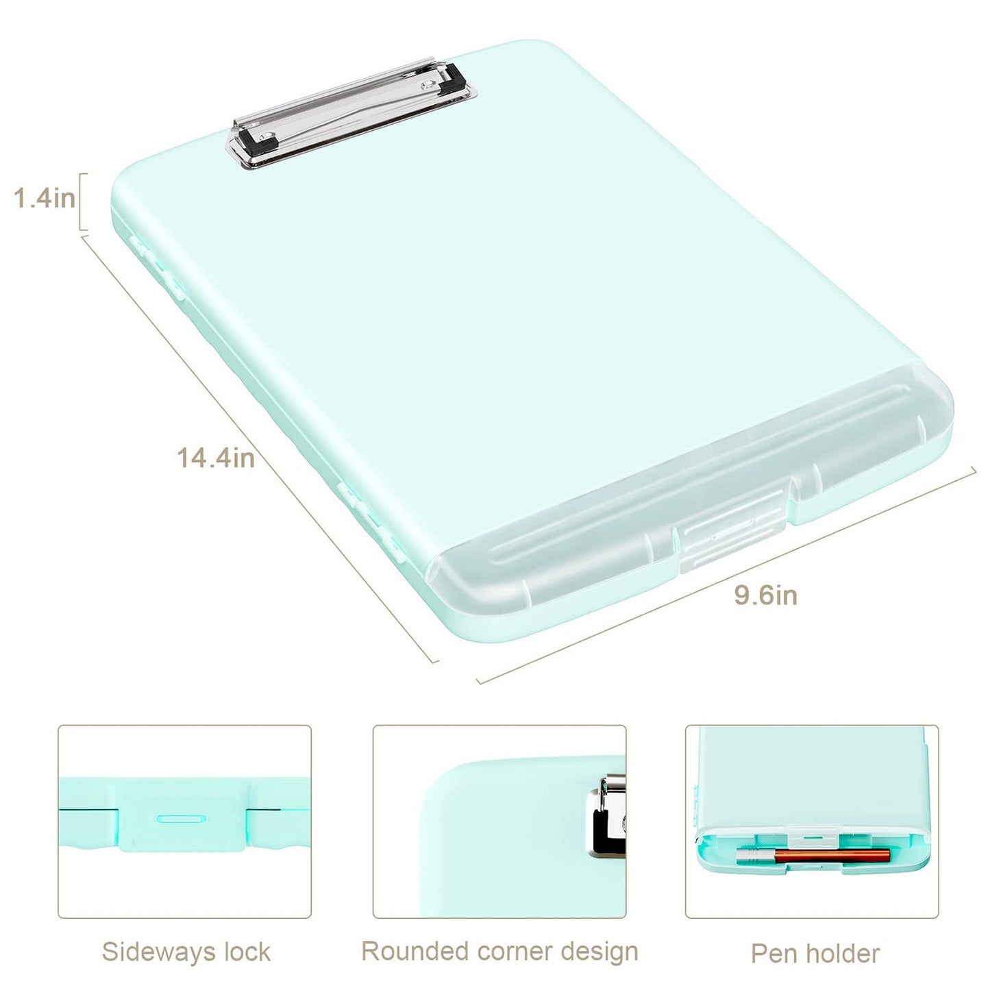 Piasoenc Clipboard with Storage, 8.5 x 11 Organization Box with Pen Holder and A4 Legal Paper Folder, Folio & Side-Opening, Low Profile Clip,for Nurses,Teachers, Size 14 x 9.6 x 1.2 in, Blue