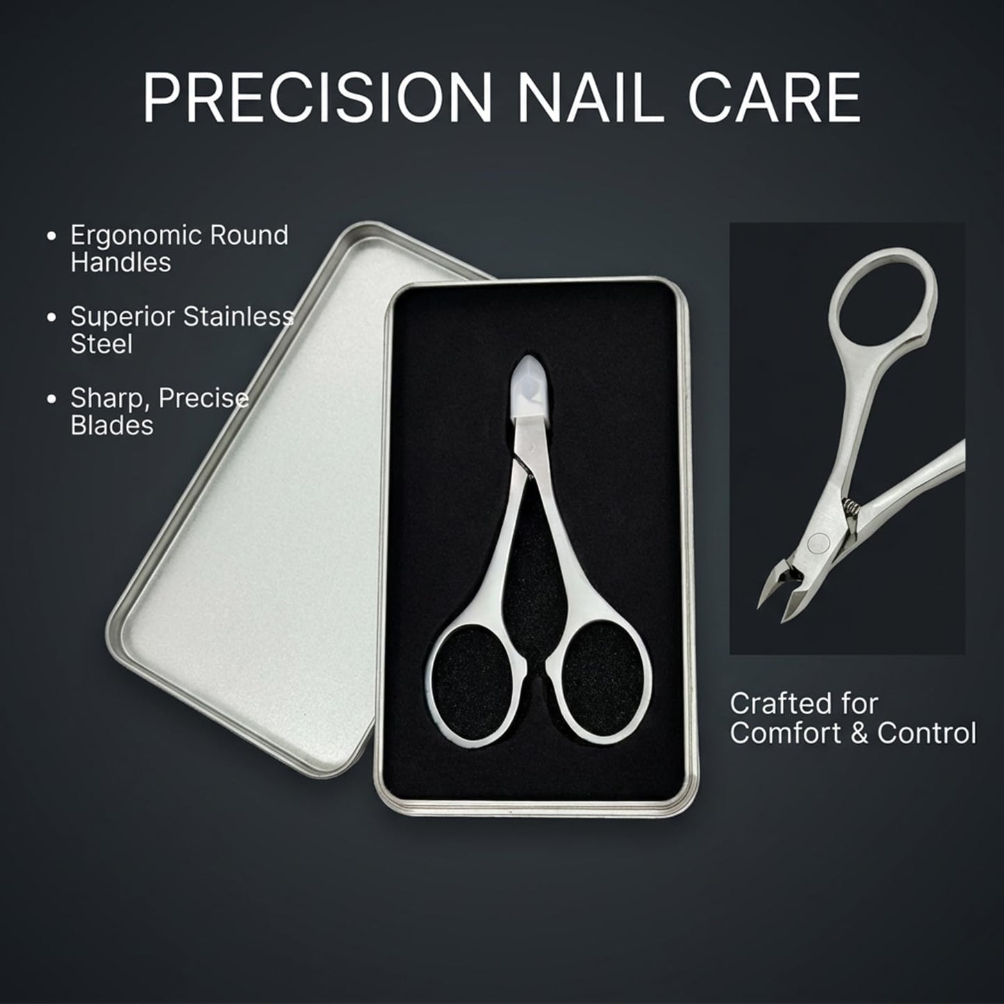 AZSRKRBM Cuticle Trimmer Nipper, Stainless Steel Cuticle Clipper with Round Comfort Grip & Sharp Blade - Easy for Home Manicure Pedicure, Beginner-Friendly Nail Care Tool with Protective Cover