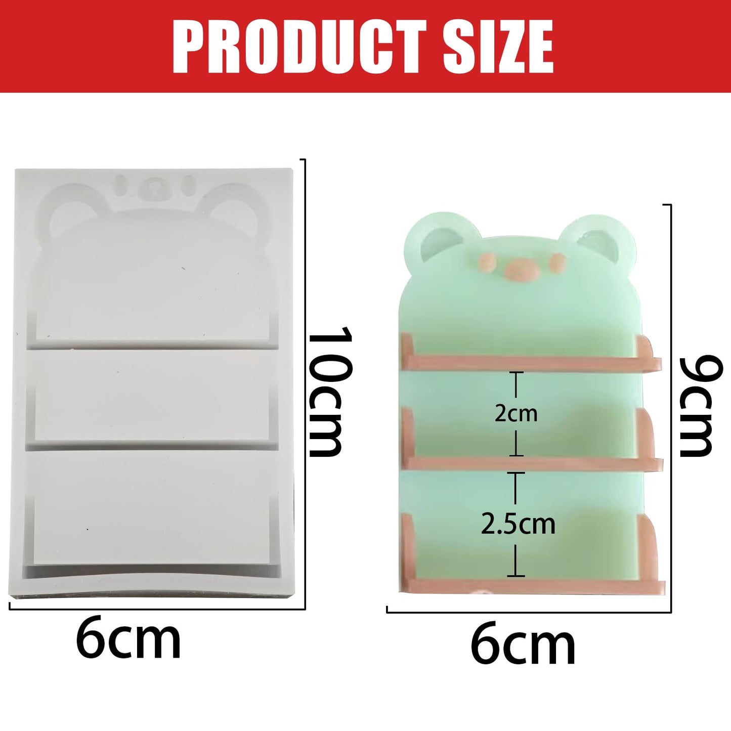 Mini Bear Display Shelf Shape Resin Silicone Molds 3D Simulation Bookshelf Epoxy Casting Molds for DIY Micro Resin Dollhouse Kitchen Tiny Things Display Decor