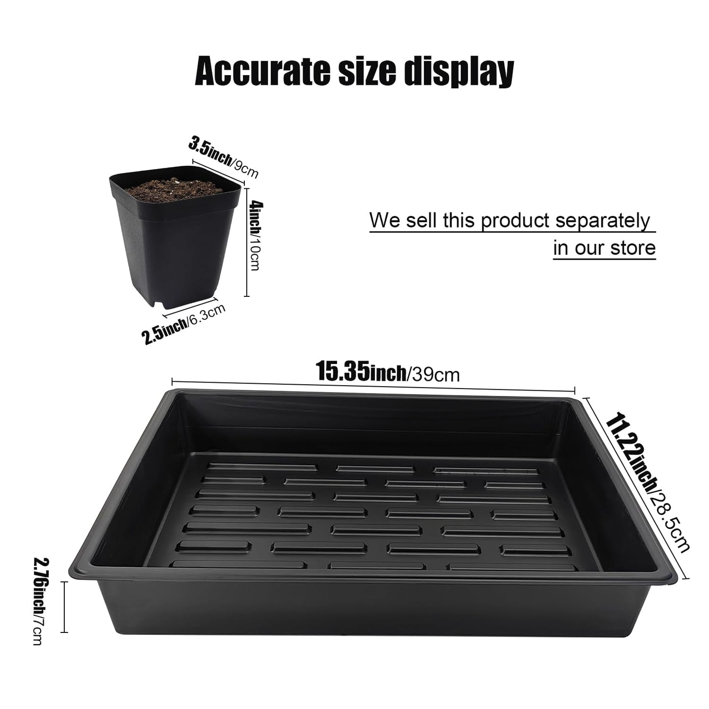 RooTrimmer 3.5 inch (9CM) Square Nursery Pots 60pcs, Sturdy Seedlings Trays 5 Pcs, Seeds Starter Germination Tray, Microgreenings Planter Nursery Propagation 5 Sets