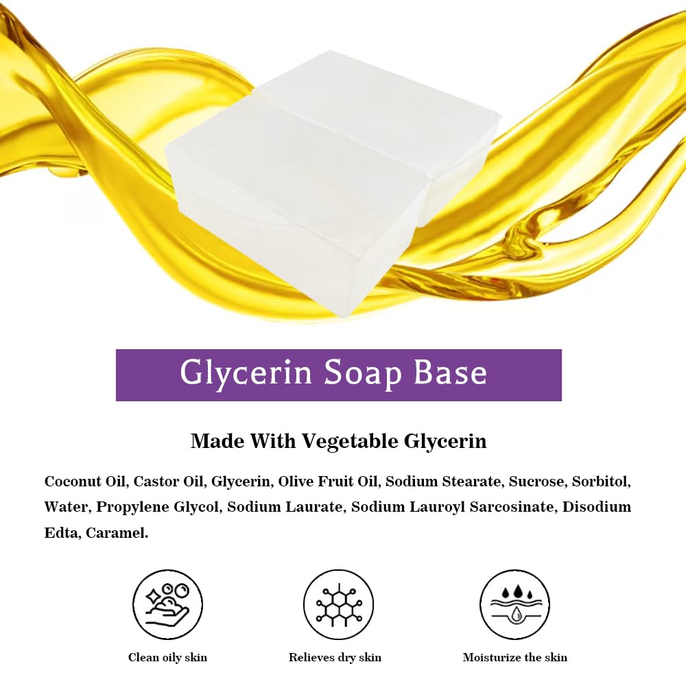 TinMeZor 2LB Clear Glycerin Soap Base Melt and Pour Glycerin Soap Base for Crafting and Making, Natural,Organic,Vegan, Easy to Cut