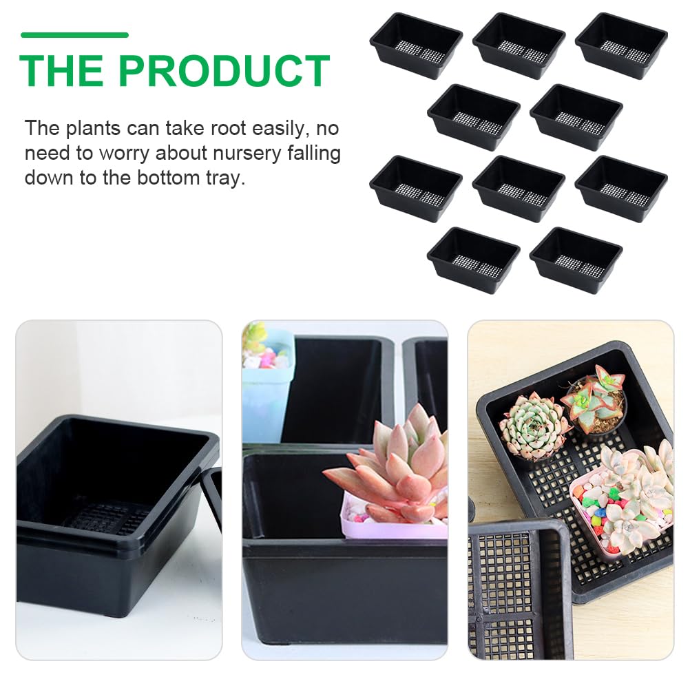 YARNOW 10 Pcs Mesh Bottom Trays Seedling Starter Trays Plastic Plant Reusable Recyclable Grow Plants Start Seeds Germination for Greenhouse Hydroponics Home Decor Accents