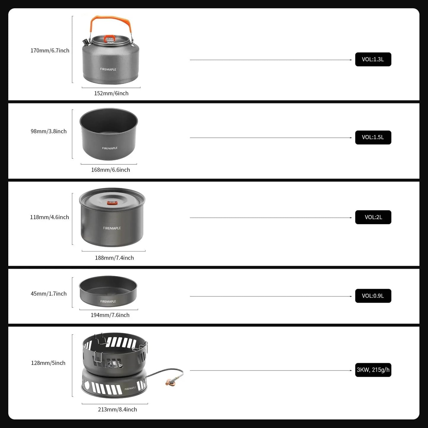 Fire Maple Versatile Outdoor Cooking Set Gas Stove Aluminum, Compact & Durable Camping Cookware Kit