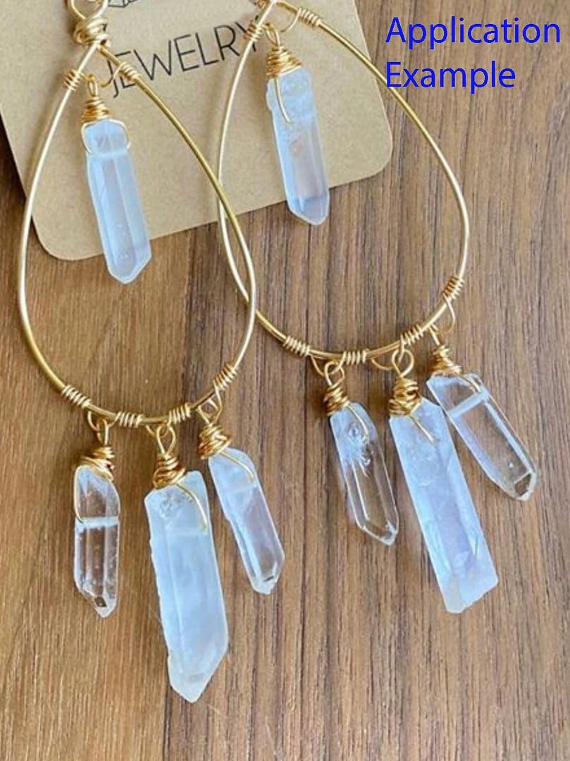 Adabele 15 Inch Natural Raw Healing Crystal Quartz Gemstone Loose Beads Large Drilled Point Rose Pink AB Titanium Coated Chakra Gem Stone Drop Stick GA-E8