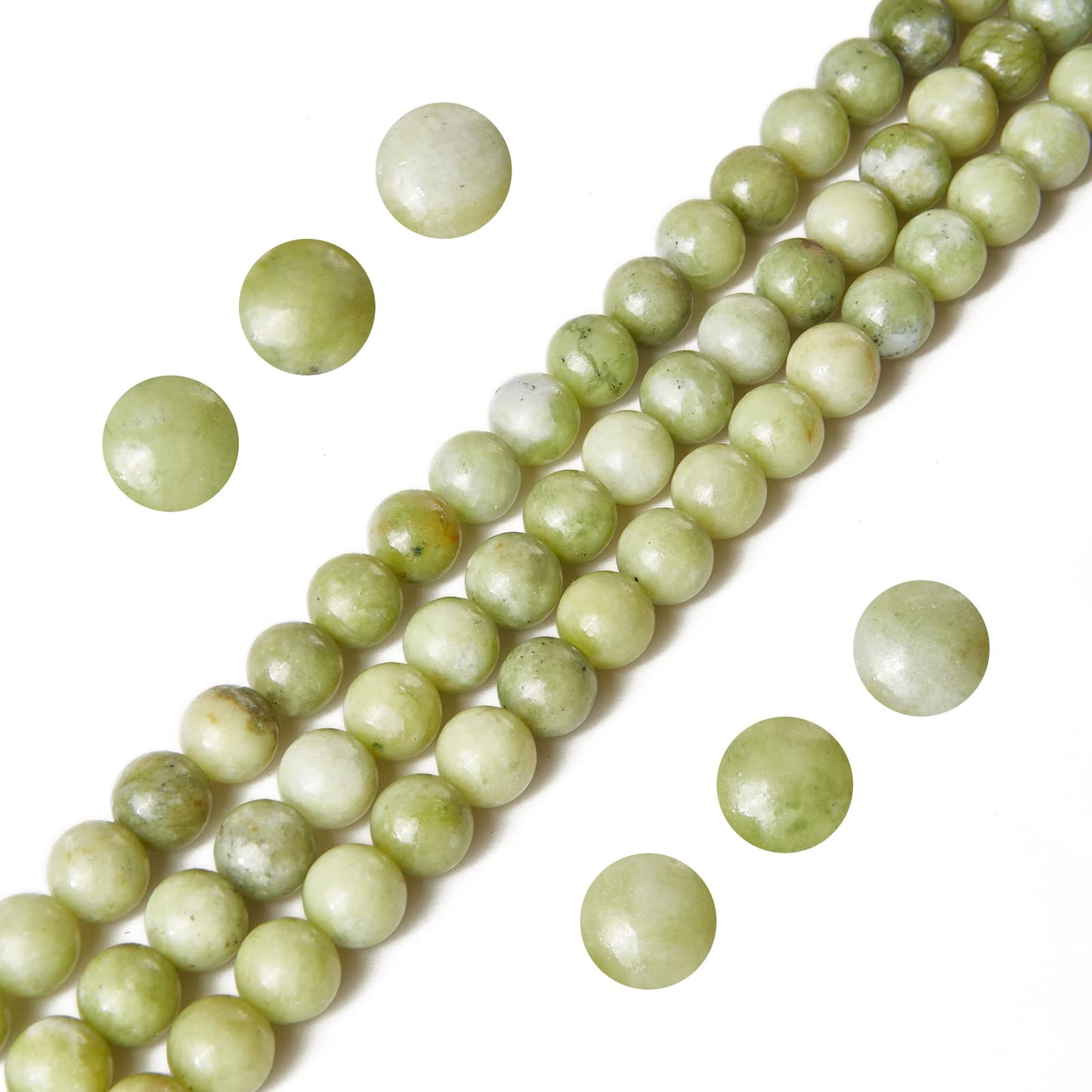 60pcs 6mm Chinese Jade Beads Natural Gemstone Beads Round Loose Beads for Jewelry Making