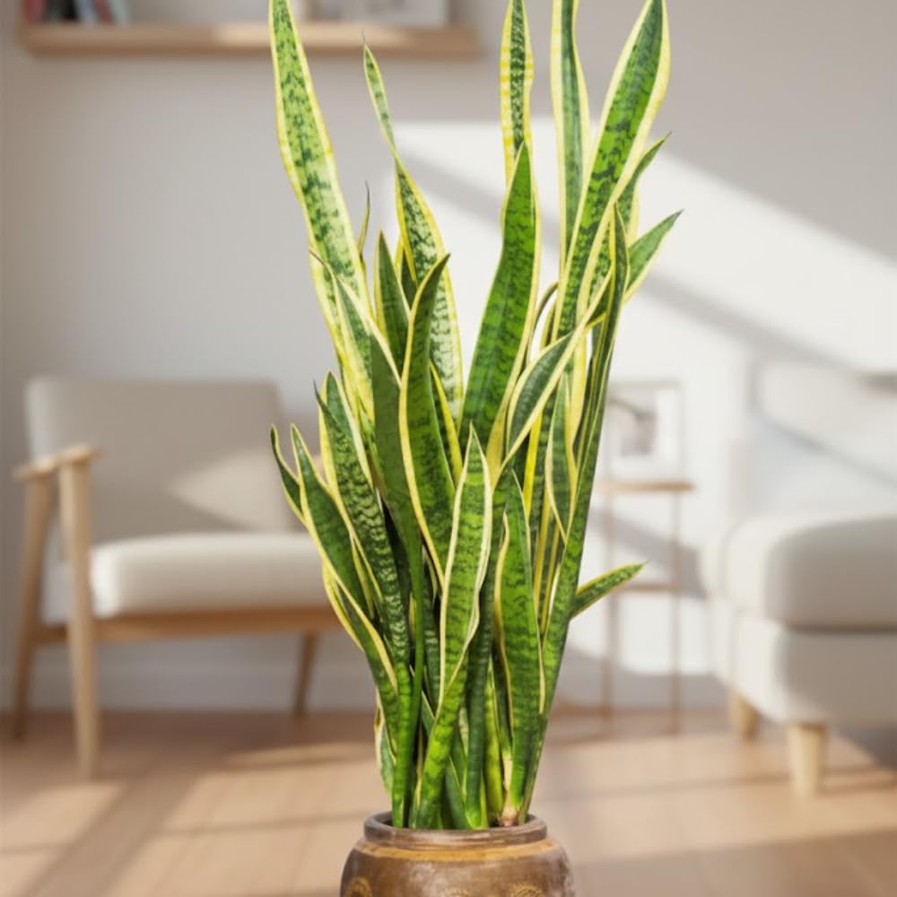 Snake Plant Live, 6" Potted Plant, Easy Care Indoor Greenery, Sturdy Vertical Leaf Plant for Low Light Areas and Desks