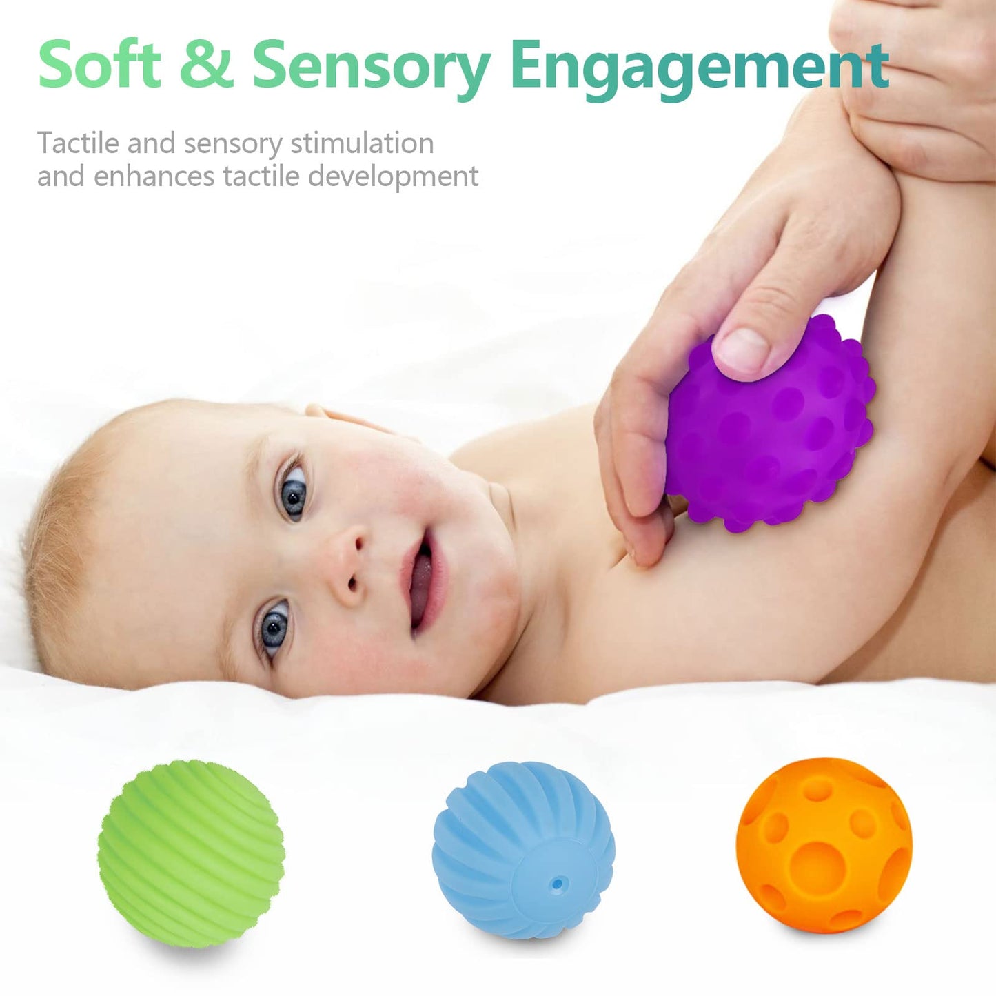 Montessori-Inspired Sensory Balls & Wheat Straw Rattle Set for Babies 6–12 Months & Toddlers 1–3 | Multi-Textured, Stress-Relief Baby Toys for Early Learning, Motor Skills & Gentle Massage