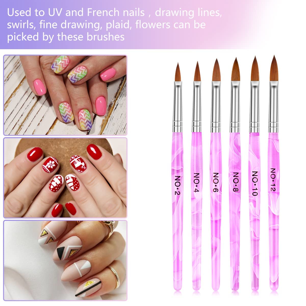 Yokilly Nail Brush Set, 6 PCS Acrylic Nail Art Brush Nail Polish Brush 4PCS Crystal Dappen Dish for Acrylic Nails & 550 PCS Clear Coffin Nail Tips for Professional Acrylic Nails