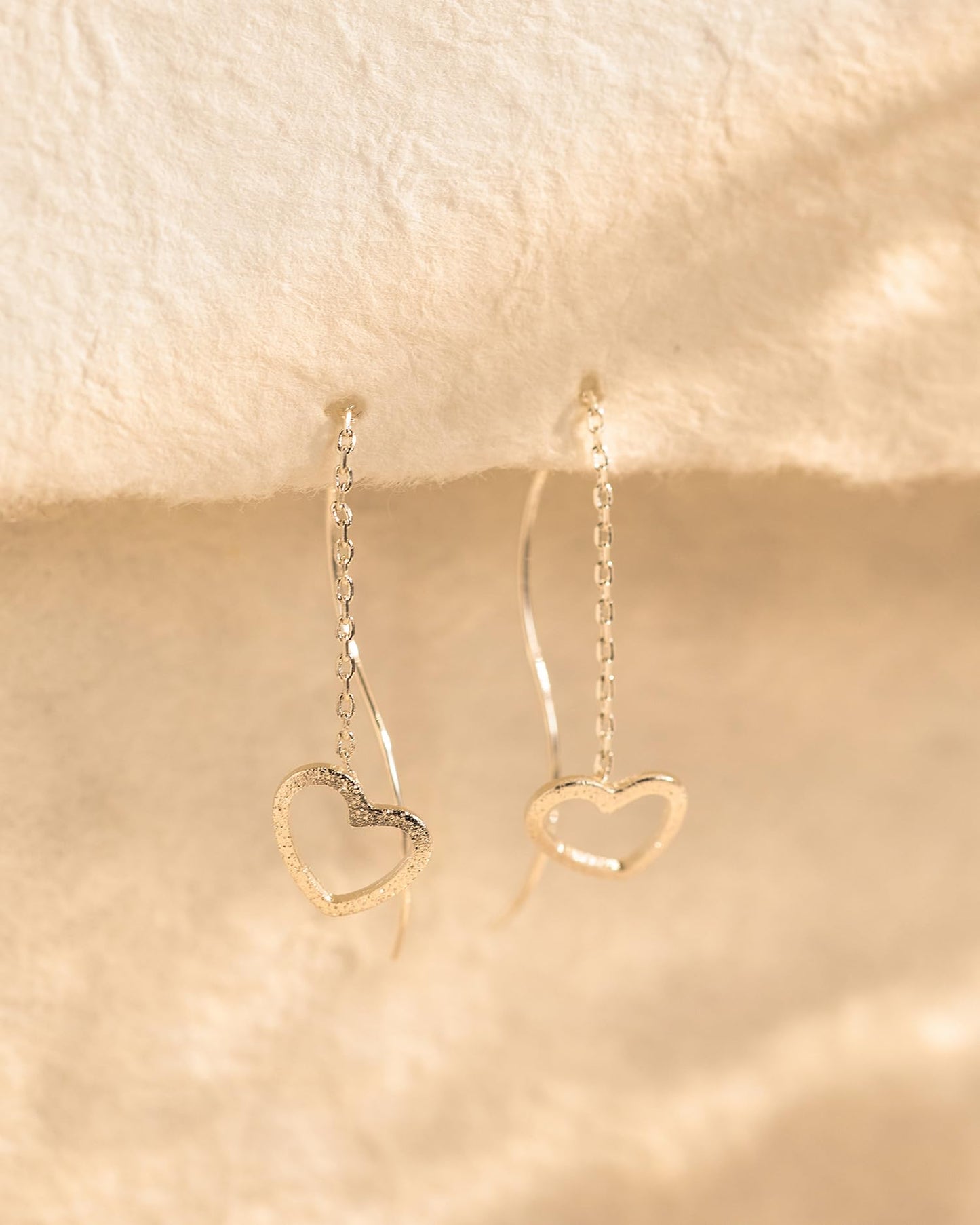 PRTGL Dangle Earrings for Women - 14K White Gold Plated Love Heart Long Dangle Earrings for Women Wedding Bridal Bridesmaid