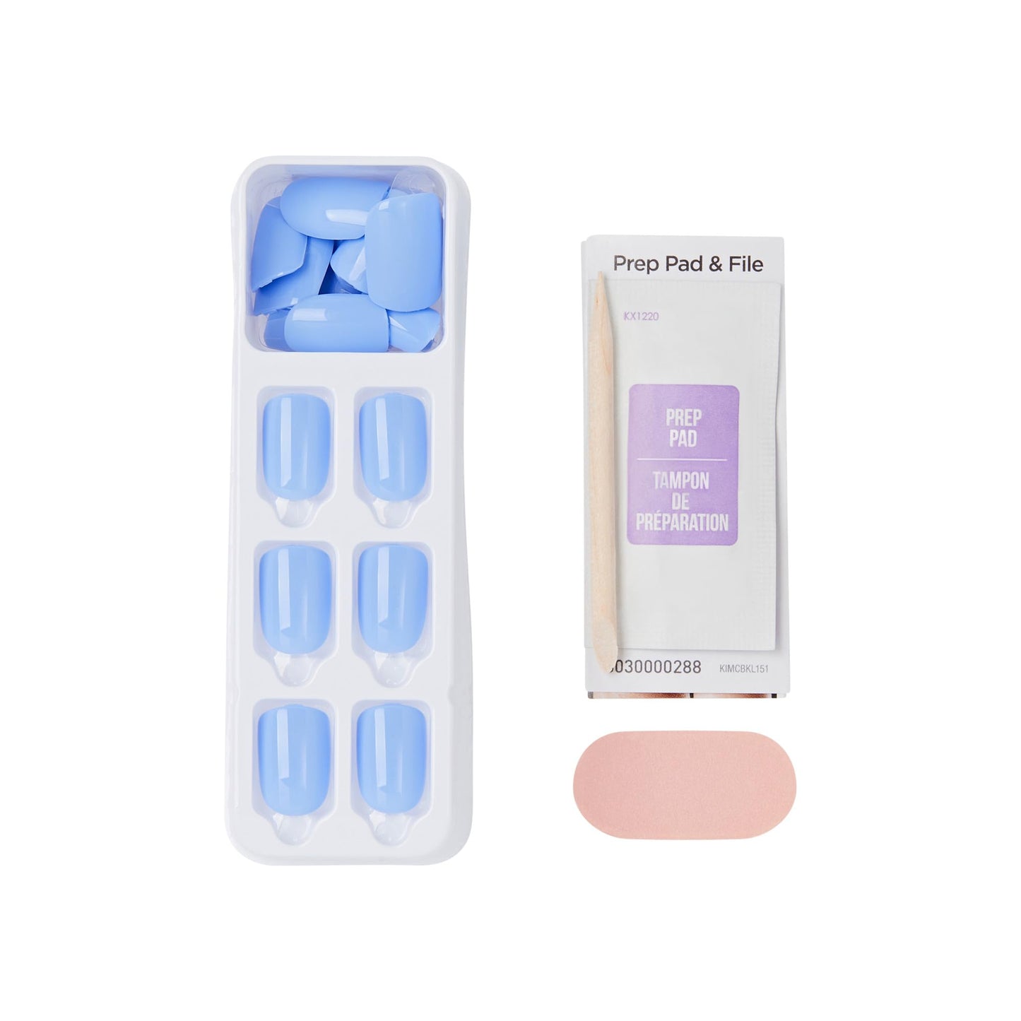 Kiss Impress No Glue Mani Press On Nails, Color, 'Baby why so Blue', Blue, Short Size, Squoval Shape, Includes 30 Nails, Prep Pad, Instructions Sheet, 1 Manicure Stick, 1 Mini File