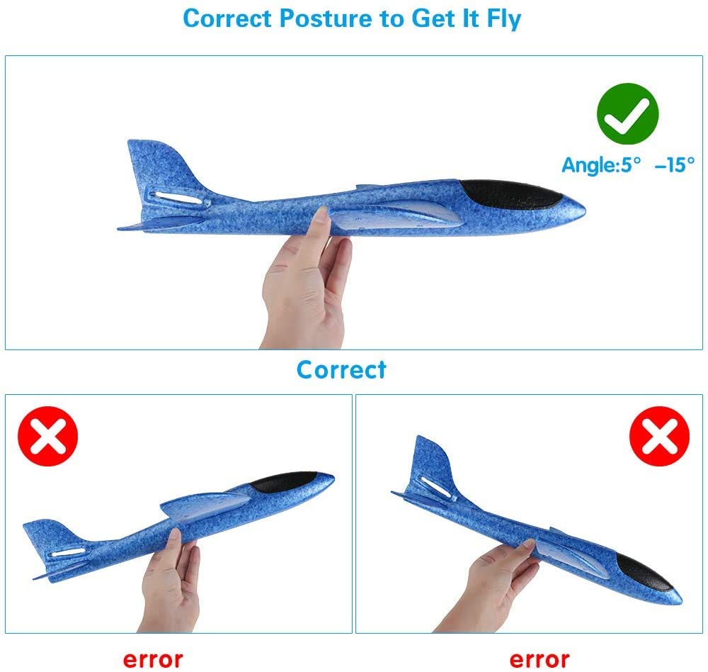 WenToyce 2 Pack Throwing Foam Airplanes, 13.7 Inches 2 Flight Mode Glider Inertia Planes Model, Manual Launch Epp Flying Aircraft Planes for Kids Outdoor Sport