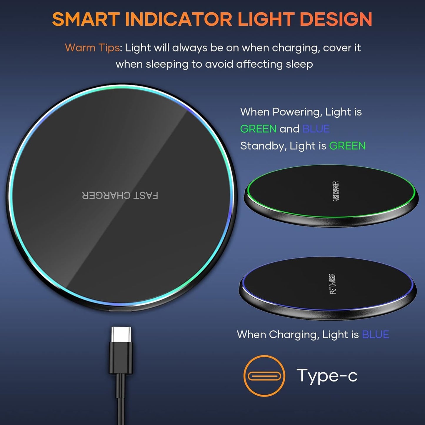 Wireless Charger Compatible with iPhone 16 15 14 13 12 11 Pro Max/Mini/Plus/XR/X/8, 15W Max Fast Wireless Charging Pad Mat for Samsung Galaxy S23/S22/S21/S20/S10, Galaxy Buds, 2 Pack