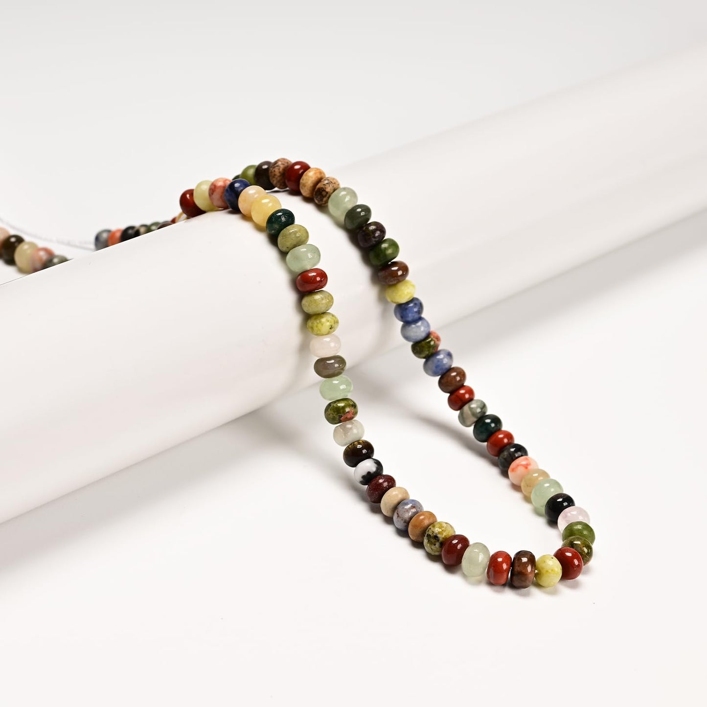 ICAI 4x6mm Natural Rondelle Beads – Loose Gemstone Spacers for DIY Jewelry Making (Colorful)