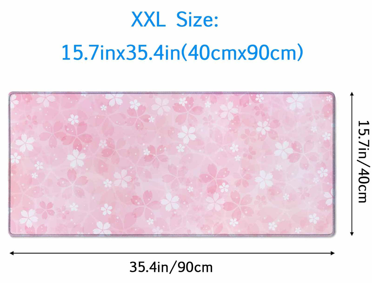Gaming Large Mouse Pad with Stitched Edges, Cherry Blossoms Desk Mat, Extended Keyboard Pad, Non-Slip Rubber Base Desk Pad for Keyboard and Mouse, 35.4X15.7 inch