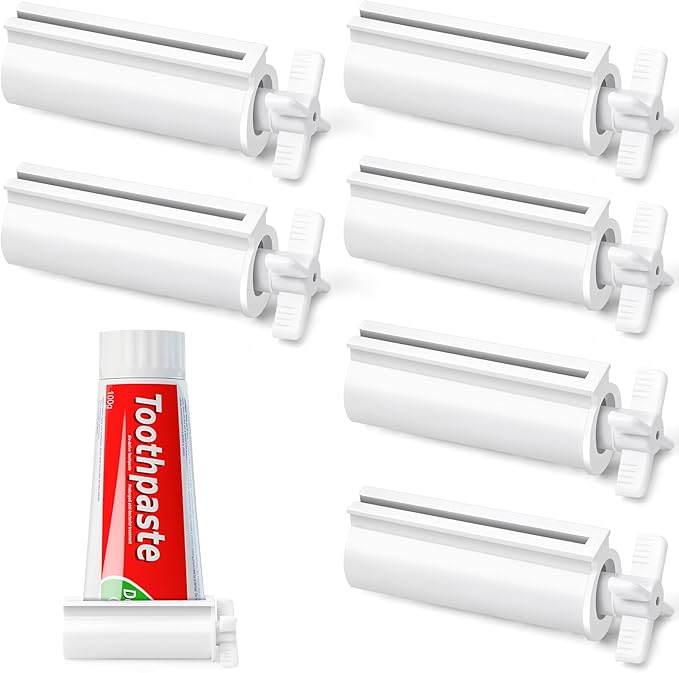 LOVEINUSA Toothpaste Tube Squeezer Dispenser, 6PCS Toothpaste Squeezer Roller Tool for Bathroom, White