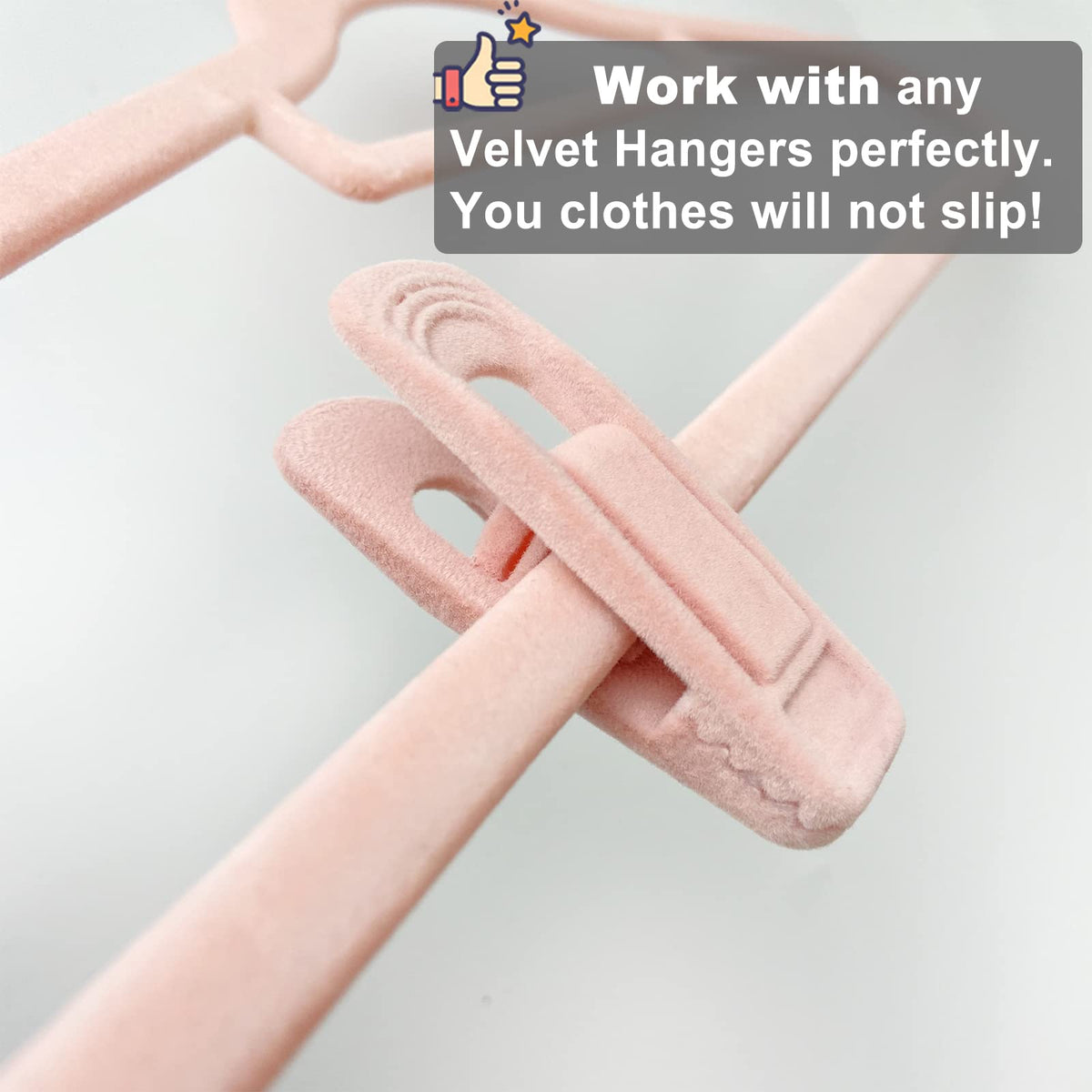 Light Pink Velvet Hangers Clips 40 PCS