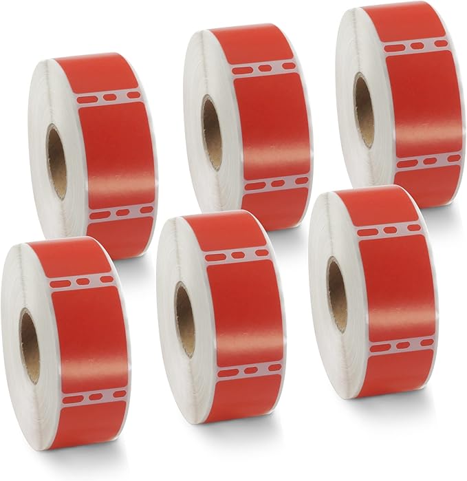 BETCKEY Colored Labels Compatible with Dymo 30347 (1" x 1-1/2") Book Spine Lables, Compatible for Dymo LabelWriter Thermal 450, 4XL & Zebra Desktop Printers [6 Rolls, 4500 Labels, Red]