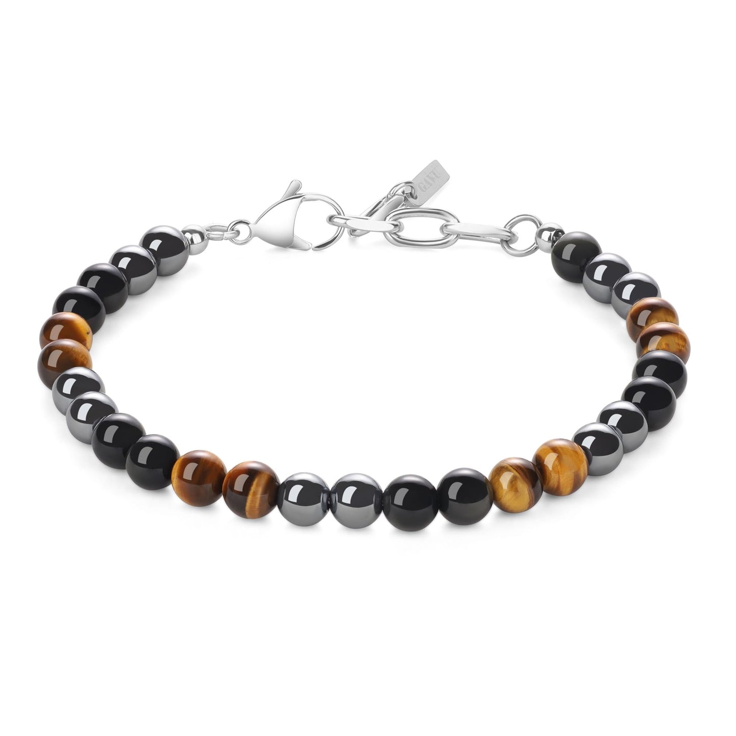 GAVU Triple Protection Beaded Bracelets for Men, Men's Tiger Eye Obsidian Bracelet