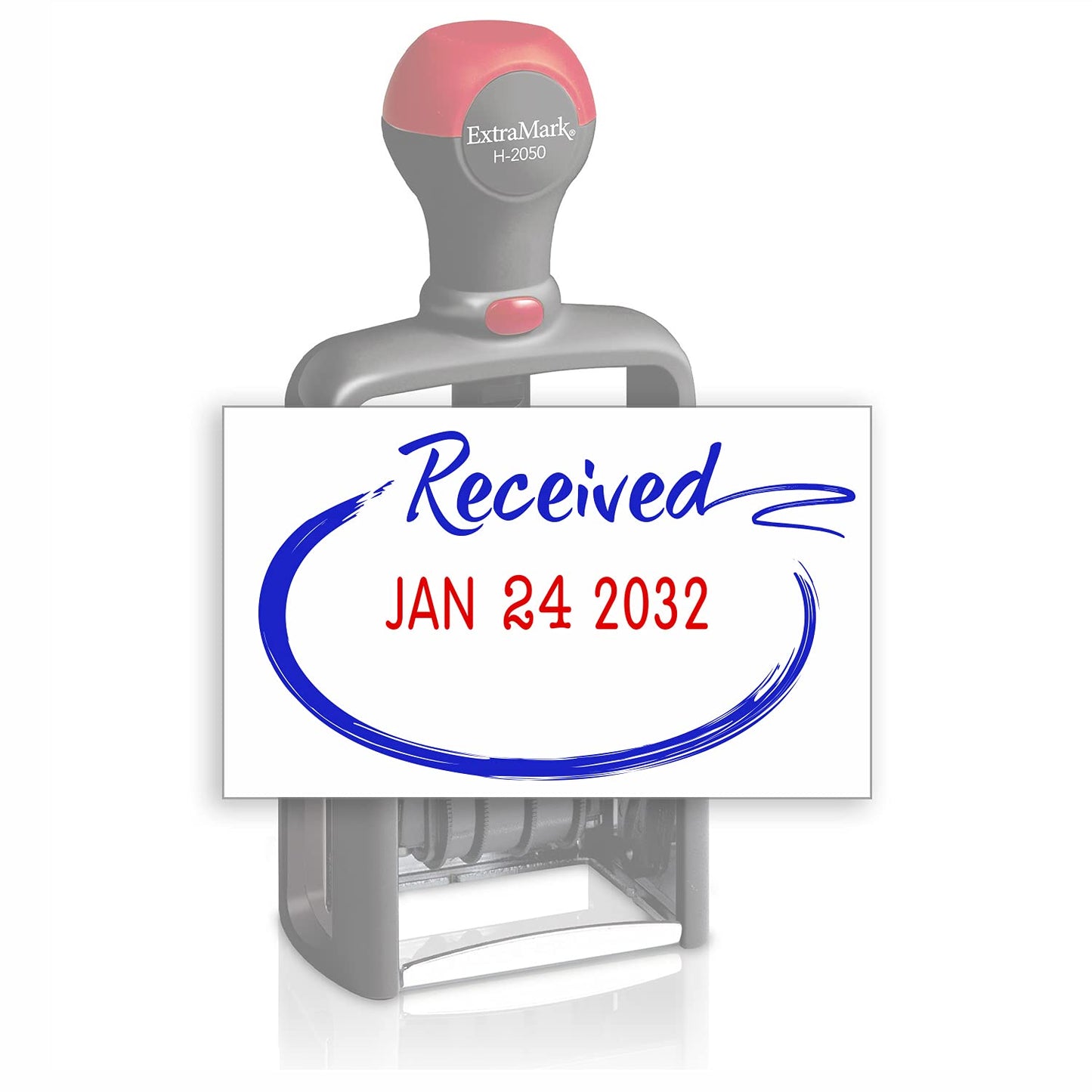 Heavy Duty Style Office Date Stamp with Received - Self Inking Dater - Style C - Blue & Red Ink Color