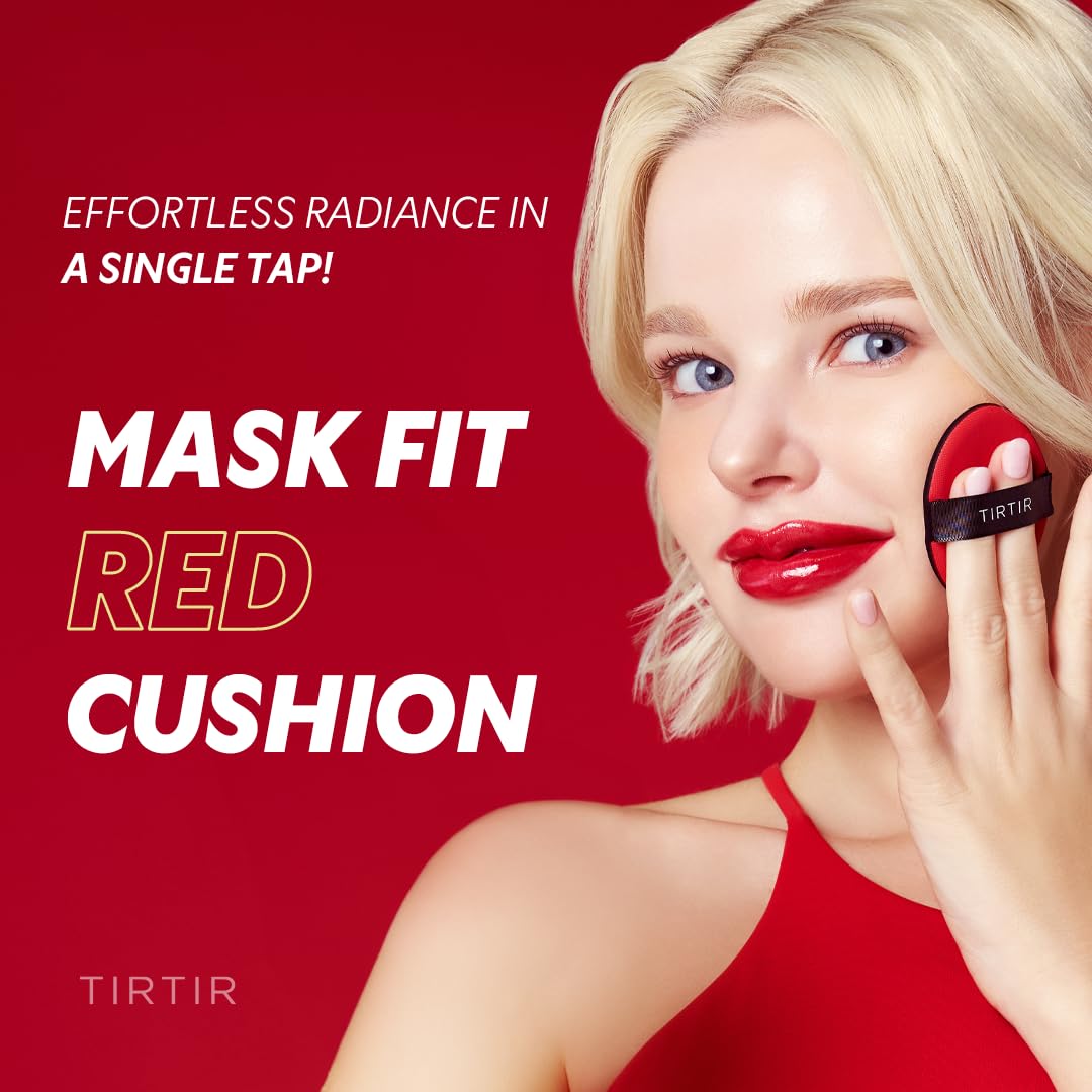 TIRTIR Mask Fit Red Cushion Foundation | Japan's No.1 Choice for Glass skin, Long-Lasting, Lightweight, Buildable Coverage, Semi-Matte (25N Mocha, 0.63 Fl Oz (Pack of 1))