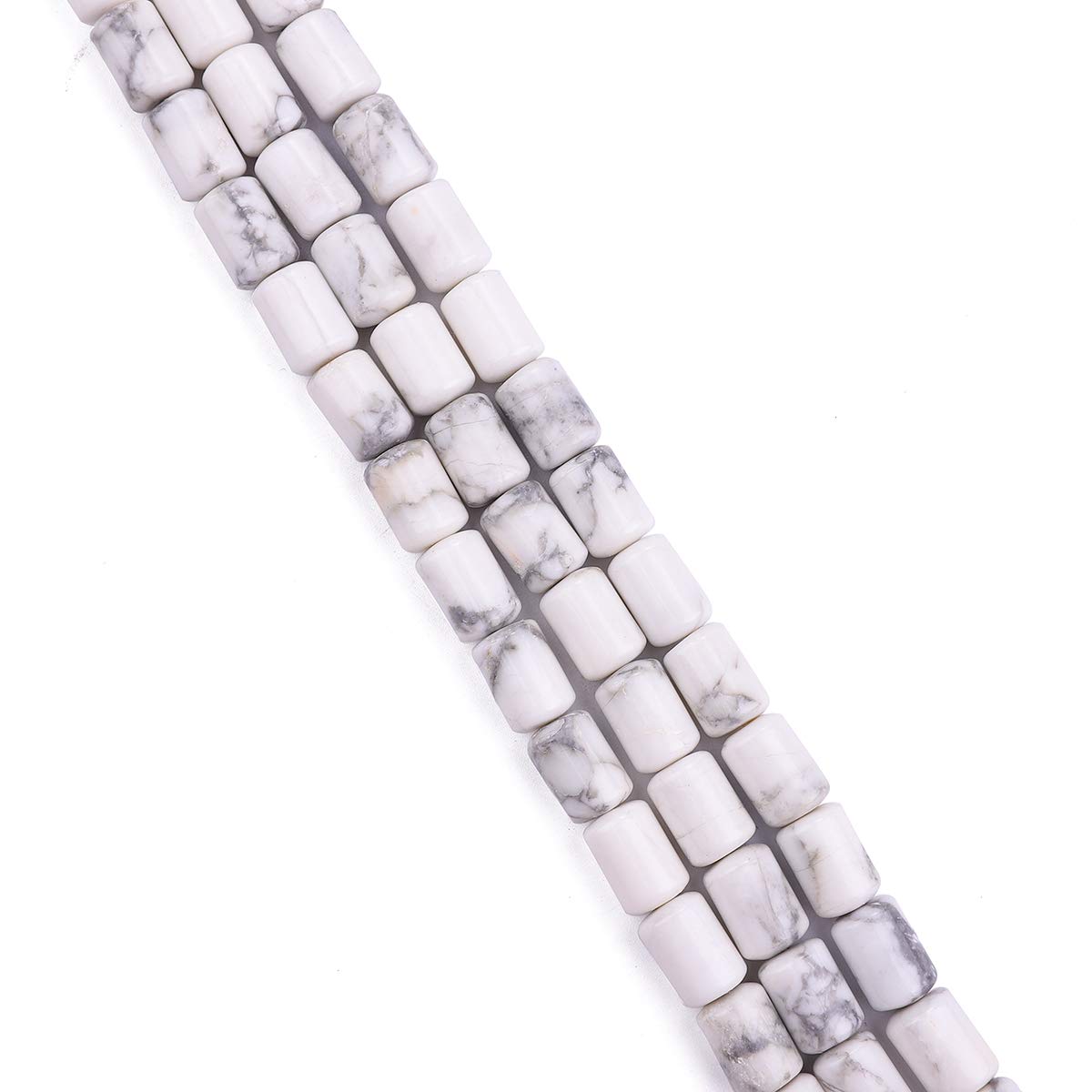 BEADIA Natural White Howlite Cylinder Stone Loose Semi Gemstone Beads for Jewelry Making 10mmx14mm 38cm