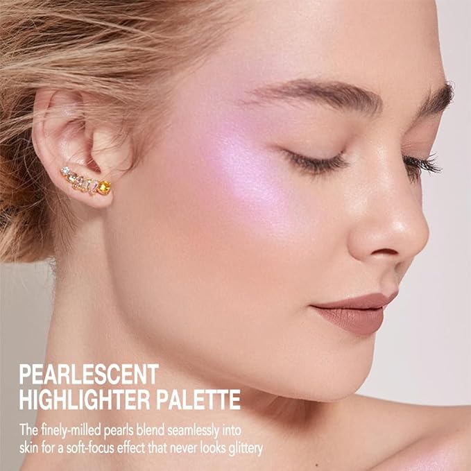 Pearl Pink Shimmer Glitter Highlighter Highlight Makeup Contour Powder,Glitter Face Illuminator Highlighter, Illuminator Make Up (Pearlescent Pink)