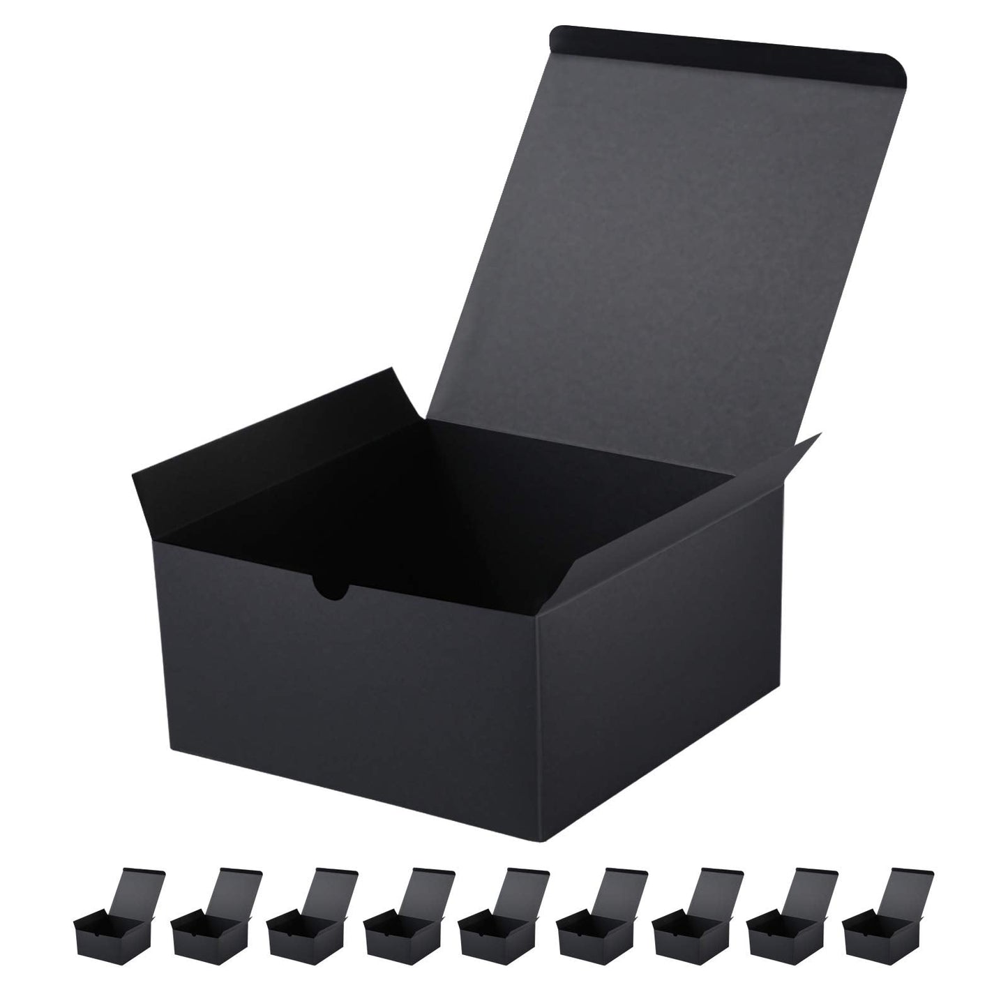JINMING 10 Gift Boxes 8x8x4 Inches, Matte Black Gift Boxes Bulks for Mother's Day, Father's Day, Party, Birthday, Groomsman Proposal Boxes for Light Gifts