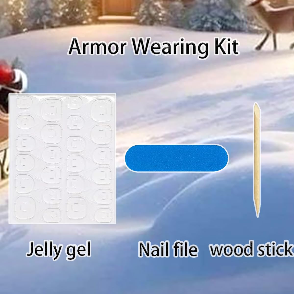 30Pcs Christmas Press on Nails Medium Almond Fake Nails Cute Gingerbread Man False Nails with 3D silver Rhinestones Design Brown Glitter Winter Snow Artificial Stick on Nail Full Cover for Women DIY