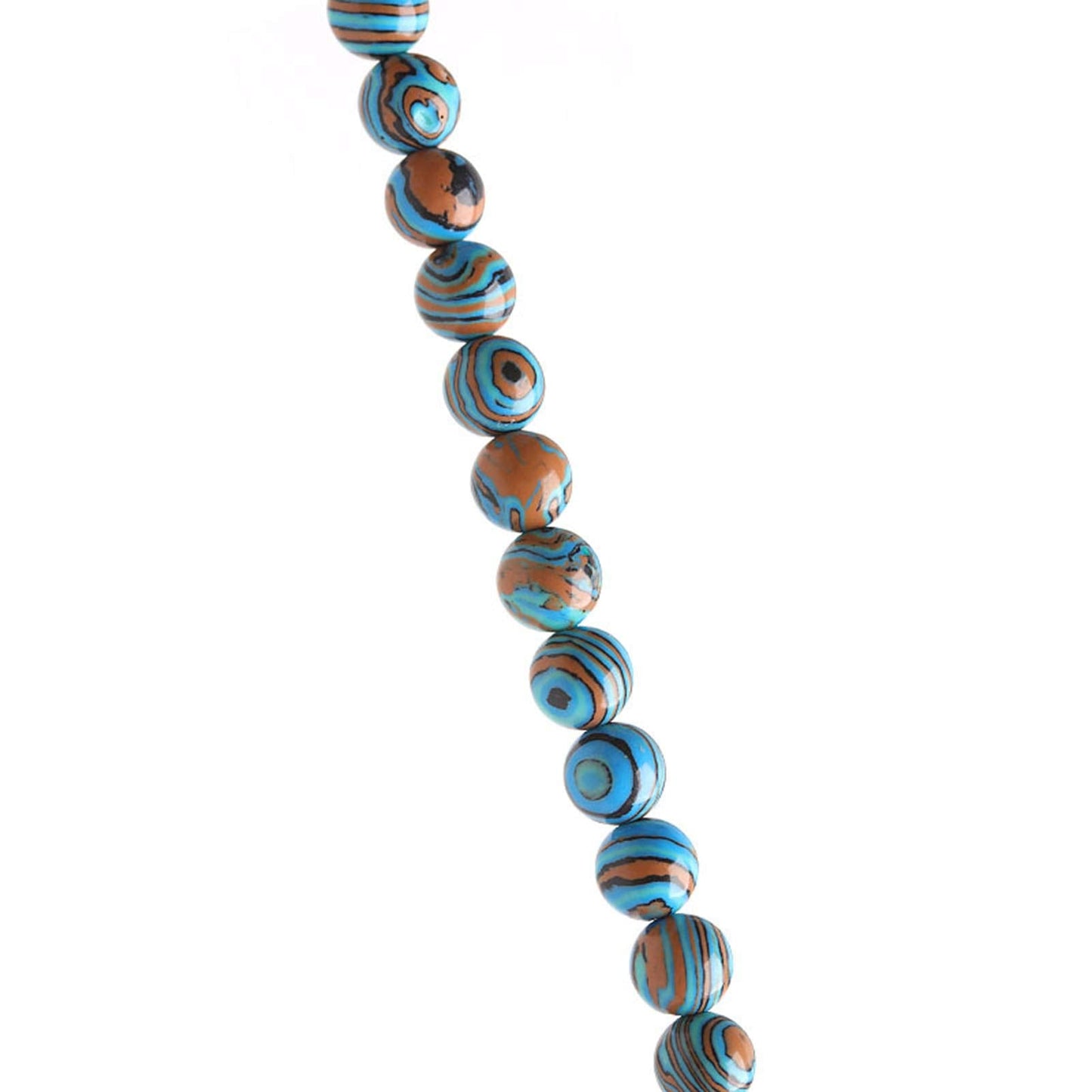 Filluck Natural Stone Beads Blue Malachite 8mm Polished Round Smooth Gemstone Beads for Jewelry Making 15 Inch(Blue Malachite,8mm)