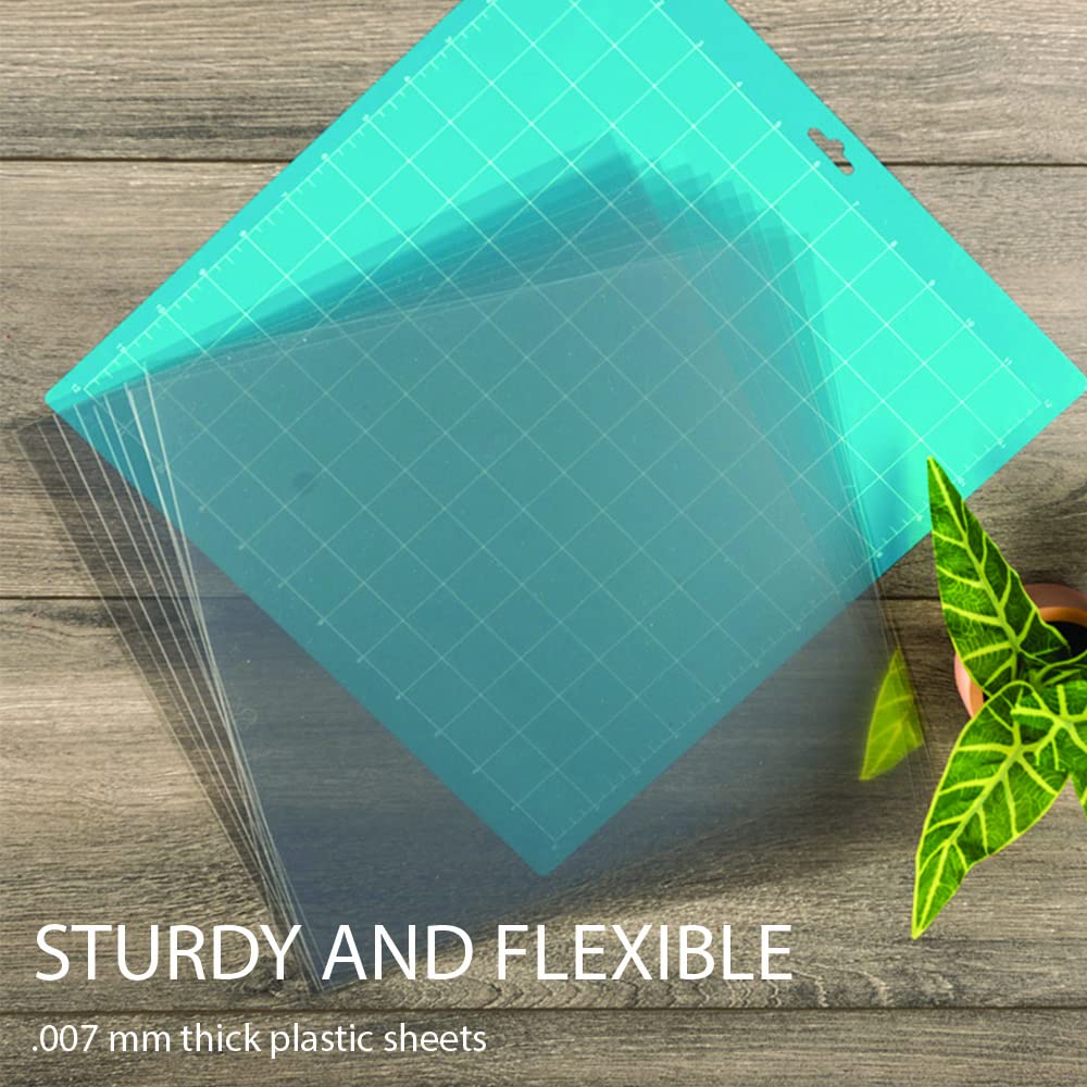 Samsill 50 Pack 12x12 .007 Clear Craft Plastic Sheets Compatible with Cricut, Stencils, Cards, Journals, Crafts, 3D Embellishments, Acetate Sheets for Crafts, Plastic Sheet .007"