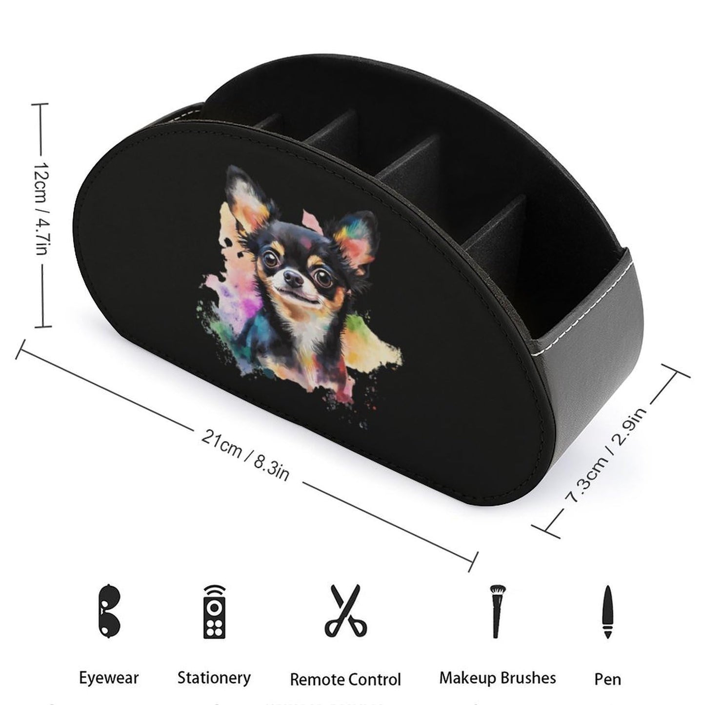 Chihuahua Dog Colorful Remote Control Holder with 5 Compartments Caddy Desktop Organizer for Home Office