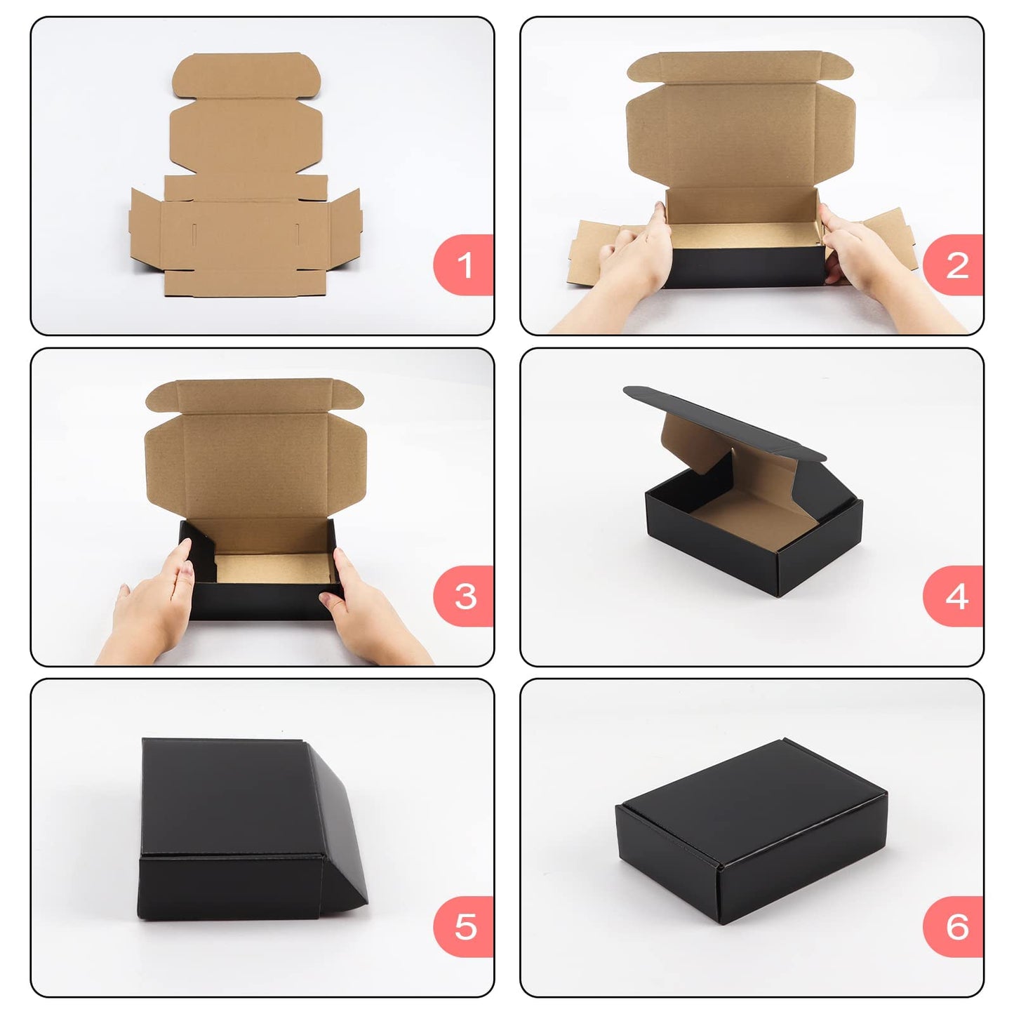 Hoikwo 25 Pack 7x5x2 Shipping Boxes for Small Business, Black Packaging Cardboard Boxes, Moving Mailing Packing Box