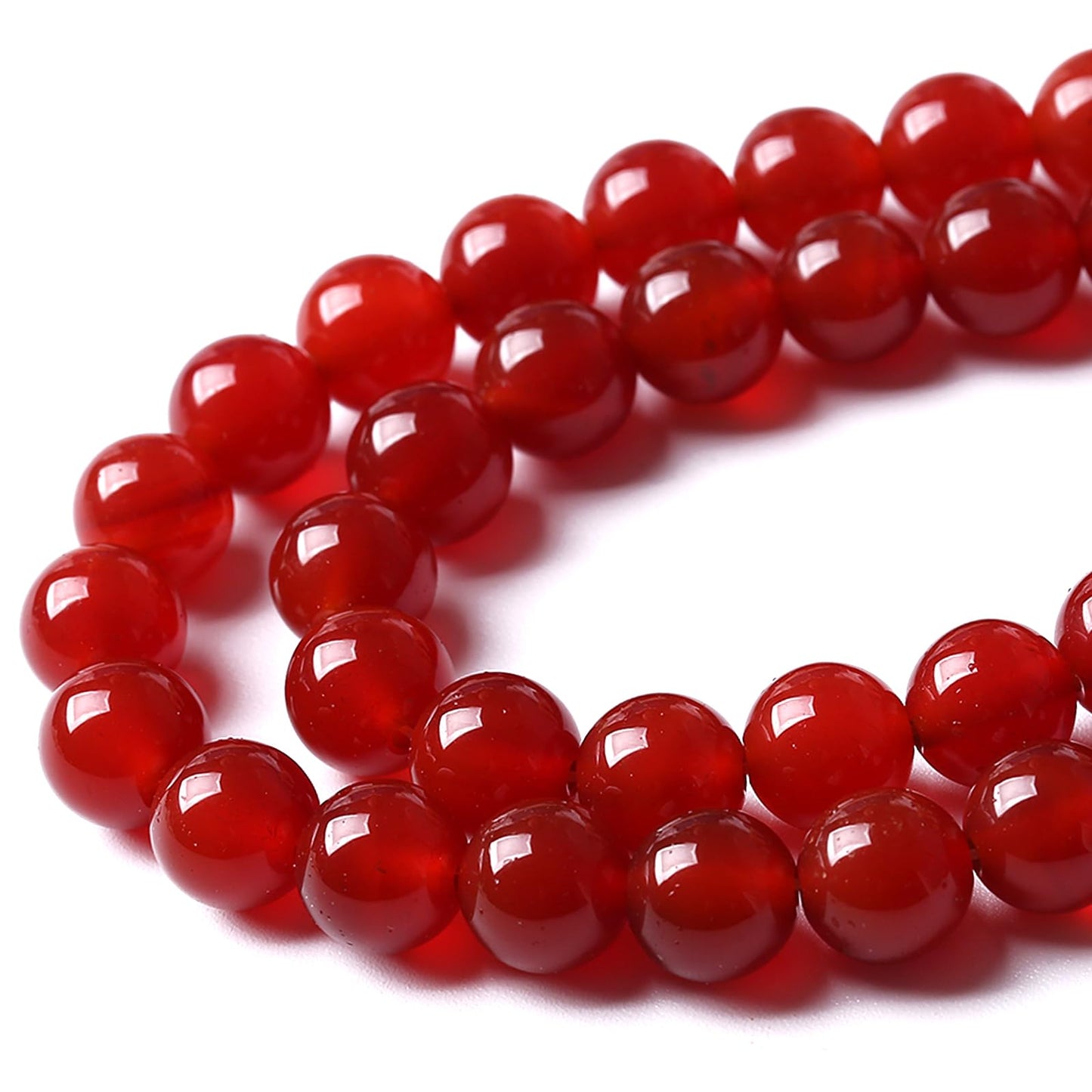 10MM 72pcs Semi-Precious Red Agate Beads Natural Stone Round Loose Beads for Jewelry Making DIY Bracelet Necklace 2 Strands 32"