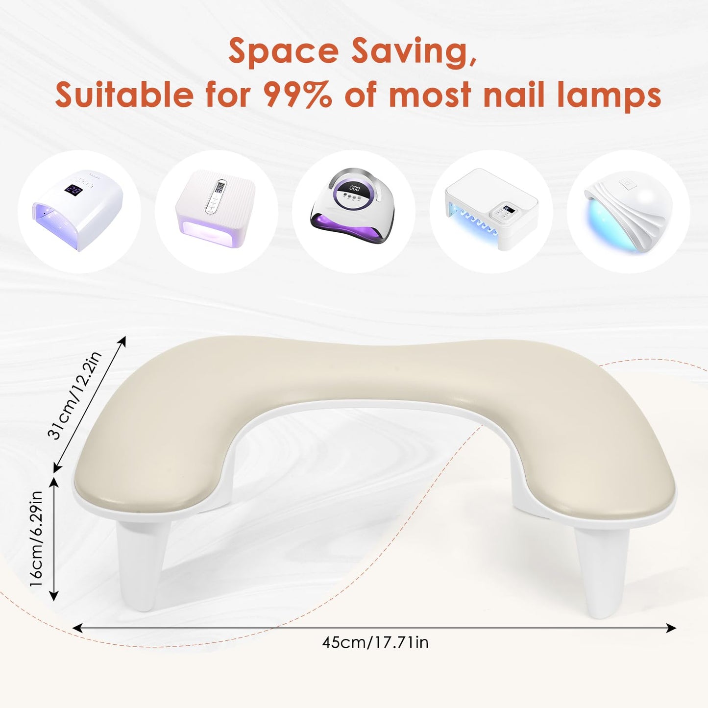 Arm Rest for Nails Tech - U-shaped Manicure Nail Hand Rest Pillow Cushion, Big Microfiber Leather Nail Arm Rest Stand for Acrylic Nail Art Tech (Beige)