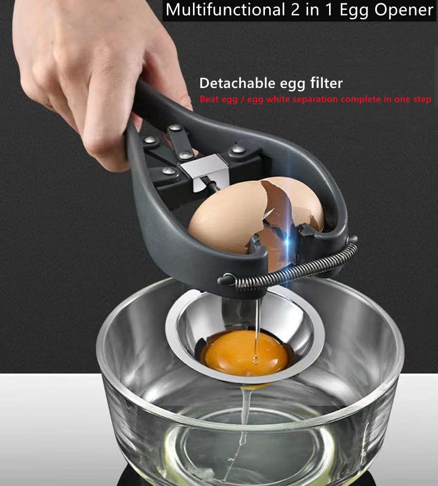 Egg Cracker Stainless Steel Egg Separator Automatic Egg Cracker for Raw Egg White Separator Handheld Egg Opener Easy Eggshell Cutter Creative Kitchen Gadget