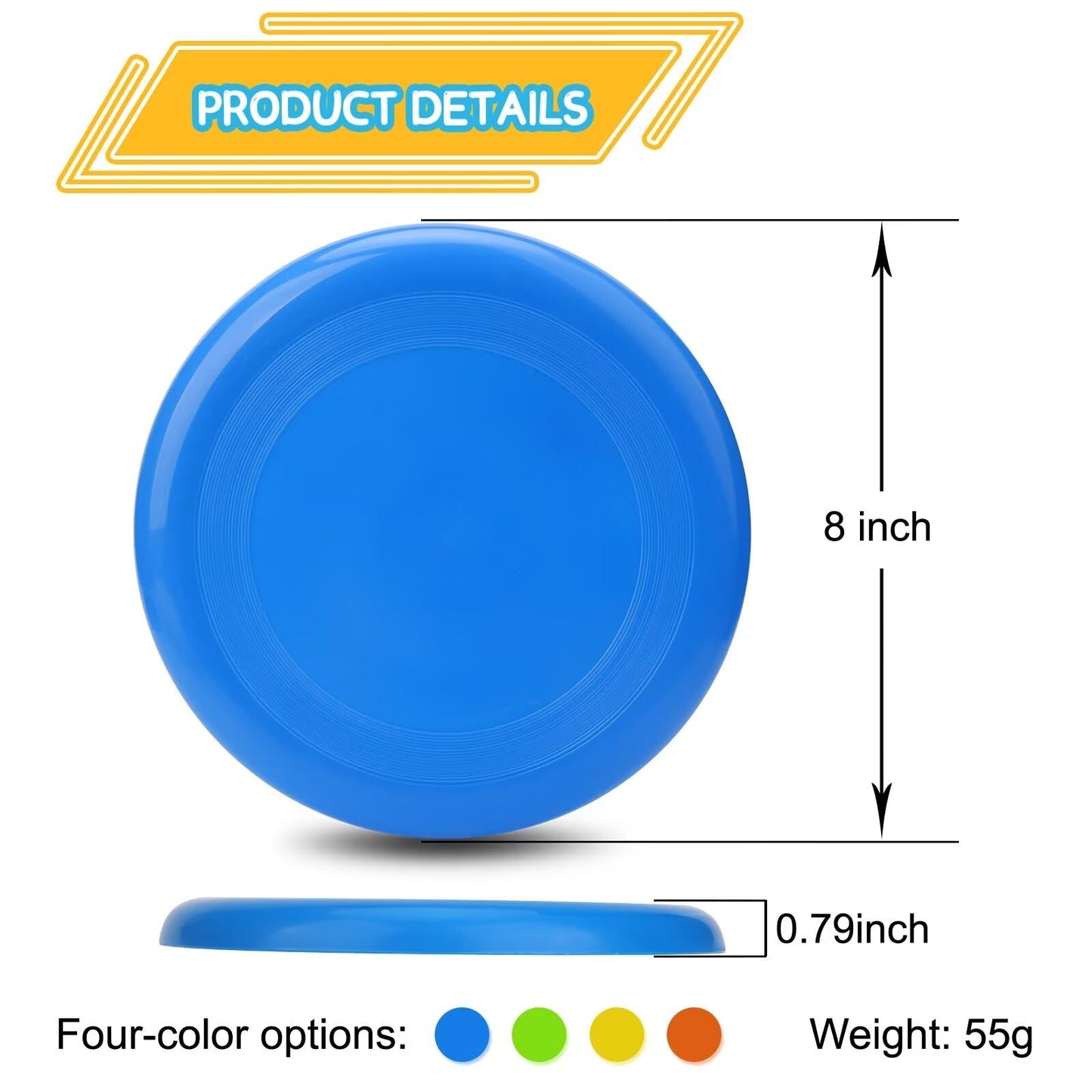LNCOJOLM 8" Flying Disc Sport Trainning Disc Toy, Beach Toy Outdoor Accessories for Backyard Lawn Park, Birthday Gift Set for Kids Boys Girls, Throwing and Catching Activities (8 Pack)