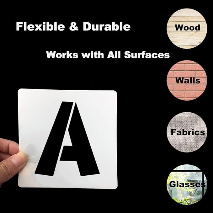 REOLAN 11 Inch Letter Stencils for Painting - 42 Pack Alphabet Letter and Number Stencil Templates with Signs for Painting, Reusable Letters Numbers Stencils for Chalkboard Wood Crafts & Wall Decor