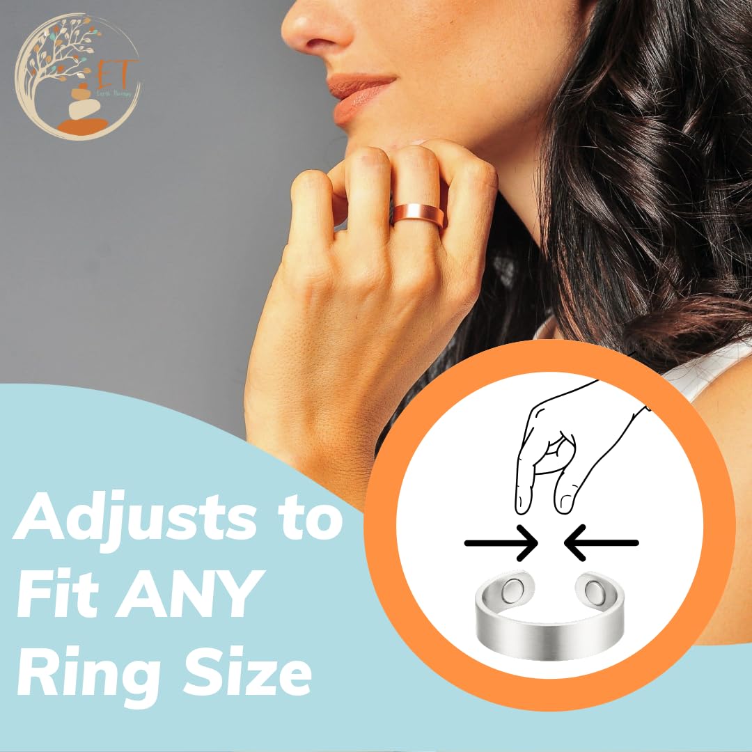 Earth Therapy - Elegant Women or Men's Ring Band in Solid Copper | Magnetic Therapy Ring (1)