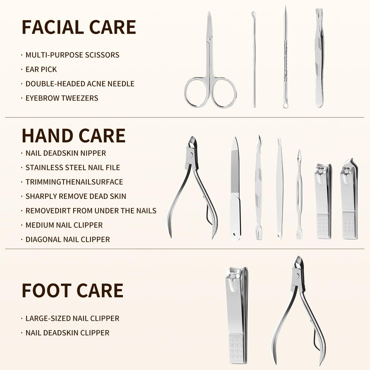 ZIZZON Professional Nail Care kit Manicure Grooming Set with Travel Case(Rose Gold)