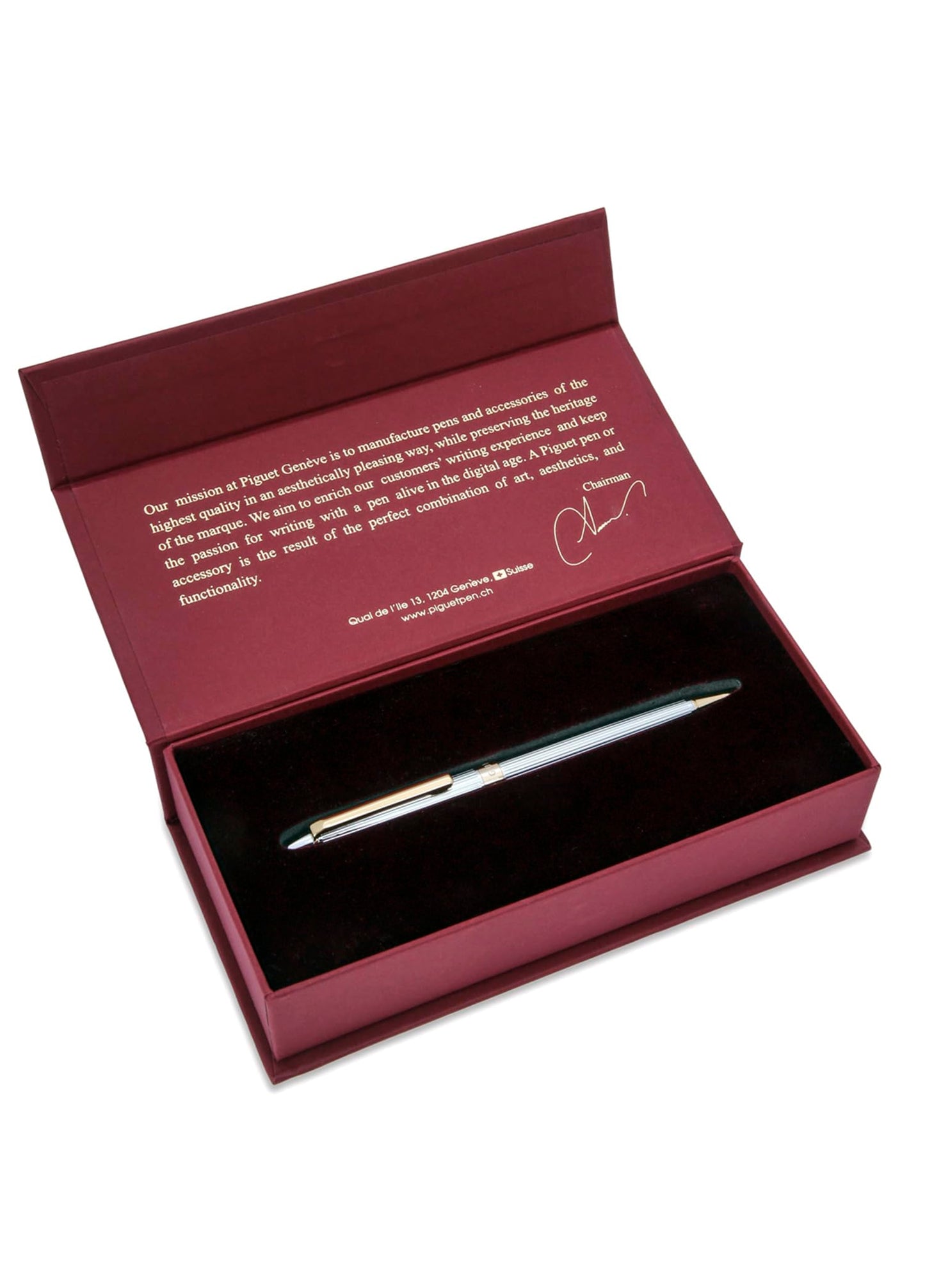 Piguet Genève – Luxury and Ergonomic Rollerball Signature Pen – Sigma V Signature – Blue Ink – Gift Boxed with Universal Refill (Deluxe)