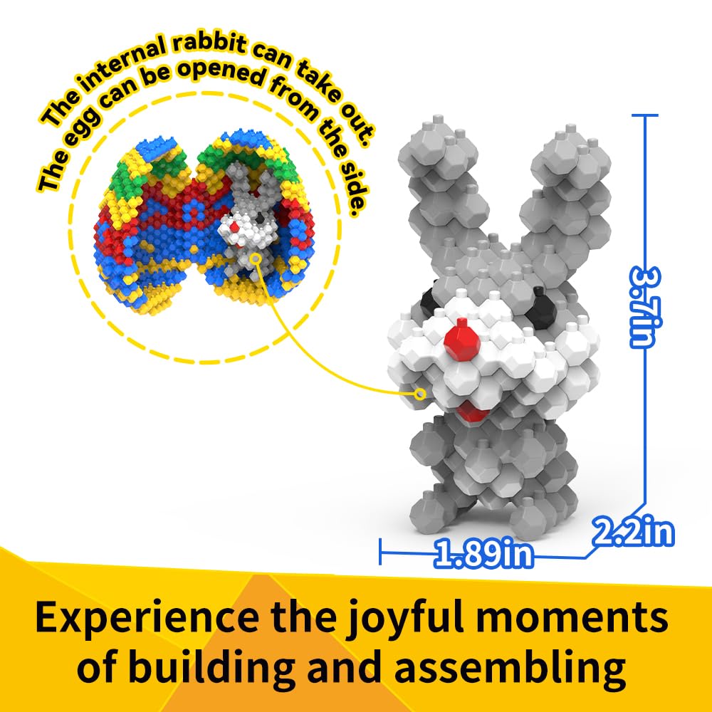 KADELE Easter Egg Building Animal Sets, Extremely Challenging STEM Building Blocks Decor for Adults Kids, Micro 3D Educational Toys for Boys Girls Ages 14 and Up 636 Pieces