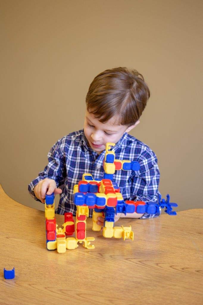 POPULAR PLAYTHINGS LinkaBlox Snap Together Building Set, Click Block Construction Toy, Stem Play, Gifts for Kids Ages 4 & Up – 60 Pieces